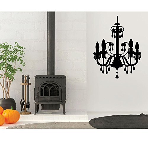 Elegant Chandelier Vinyl Wall Decal - Gothic Home Decor Silhouette Sticker for Halloween Party, Haunted House, or Mansion - Perfect for Spooky Themed Rooms, DIY Home Decor, and Seasonal Party Backdrops