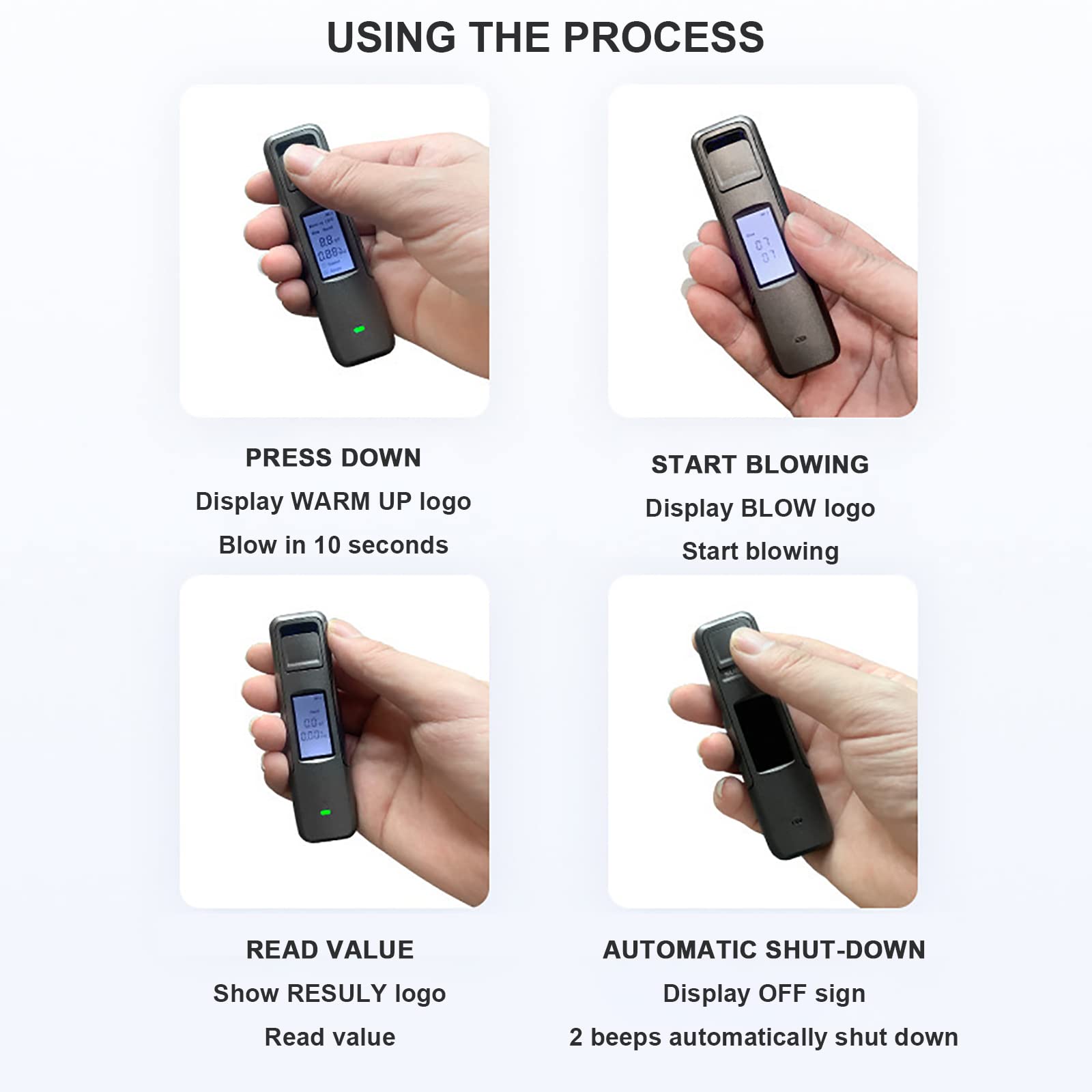 Portable Breathalyzer with LCD Display - USB Rechargeable Alcohol Tester for Personal & Professional Use - Accurate BAC Detection for Parties, Driving Safety & Workplace Testing