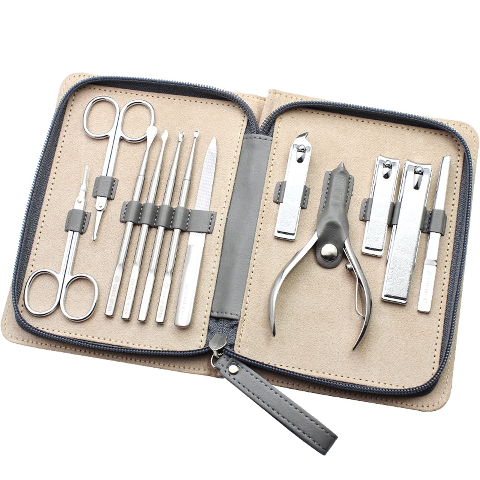 Premium 12-in-1 Stainless Steel Nail Clipper Set - Professional Manicure & Grooming Kit with Luxury Travel Case - Ideal Gift for Men & Women - Perfect for Travel, Home, and Salon Use