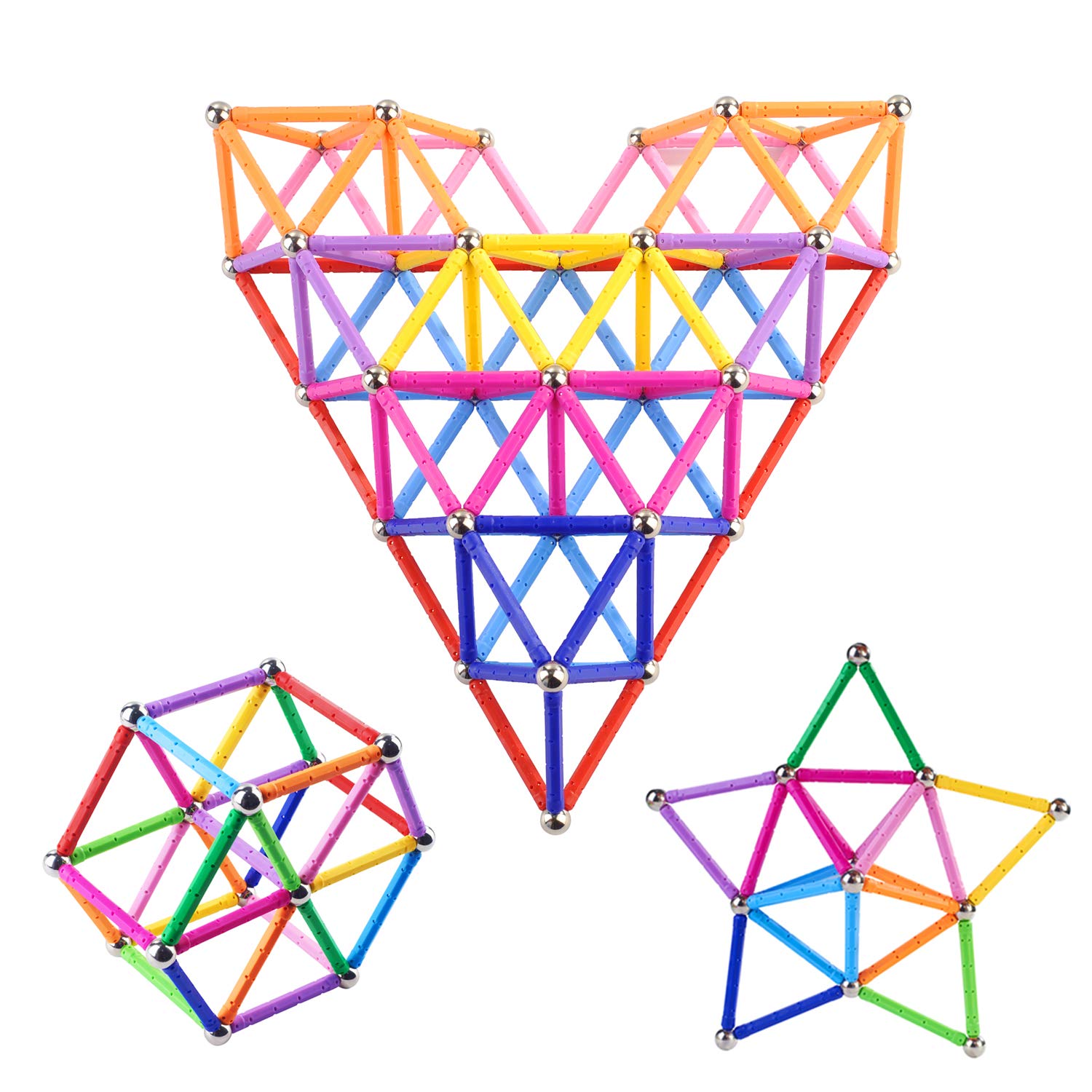 Veatree 206Pcs Magnetic Building Sticks Blocks Set - STEM Educational Construction Toys for Kids & Adults, 3D Puzzle with Storage Bag - Perfect for Classroom, Home Learning & Creative Play