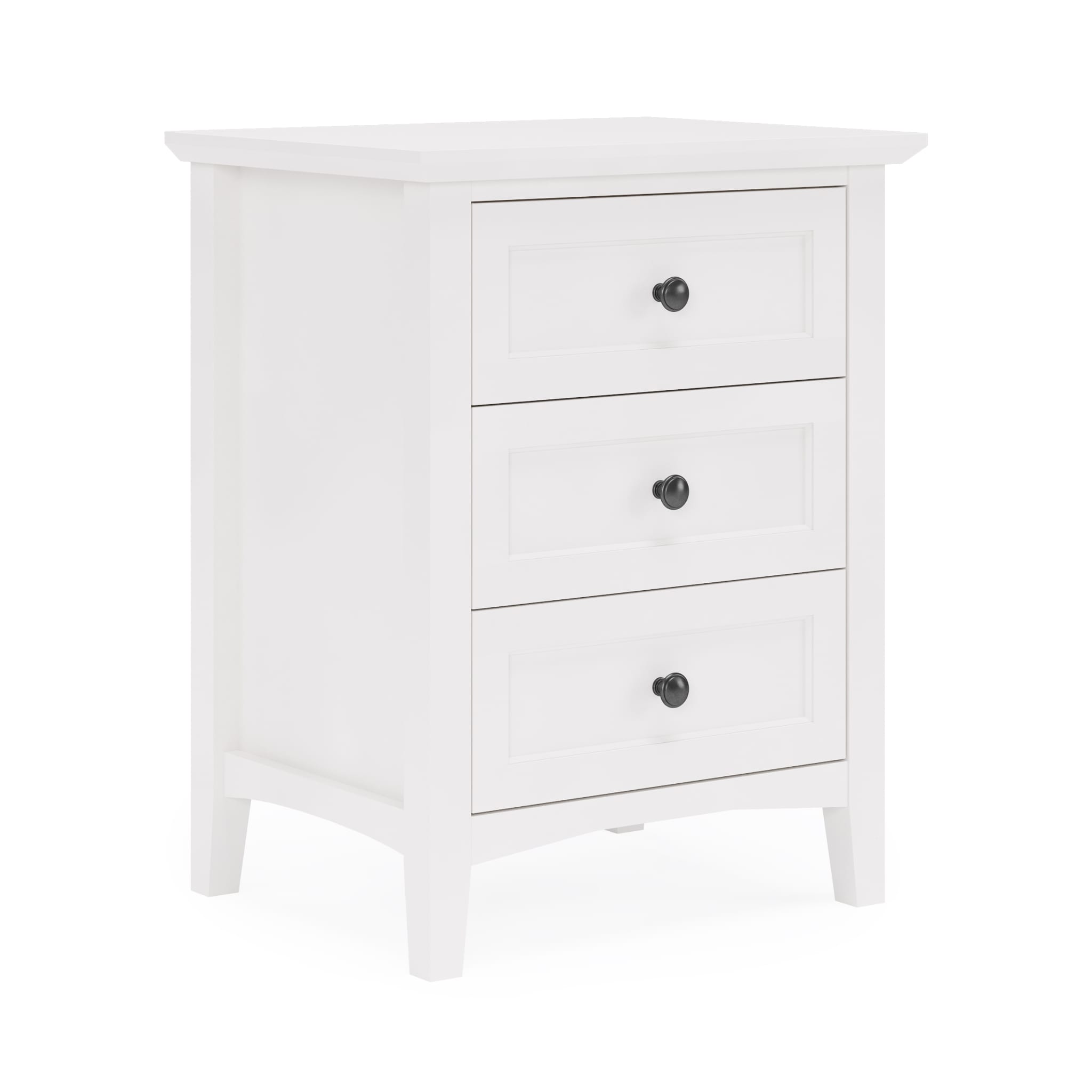 Grace 3-Drawer Nightstand in Snowfall White - Modern Bedside Table for Bedroom, Living Room, or Guest Room Storage
