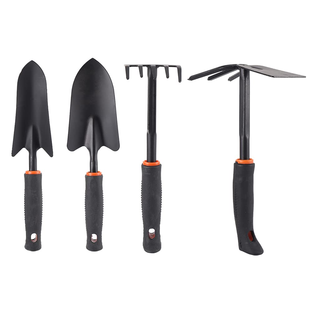 Premium Garden Tool Set with Rake & Shovel - Durable Comfort Grip Handle, High Hardness Steel for Soil Loosening & Weeding - Perfect for Home Gardening, Landscaping & Yard Maintenance