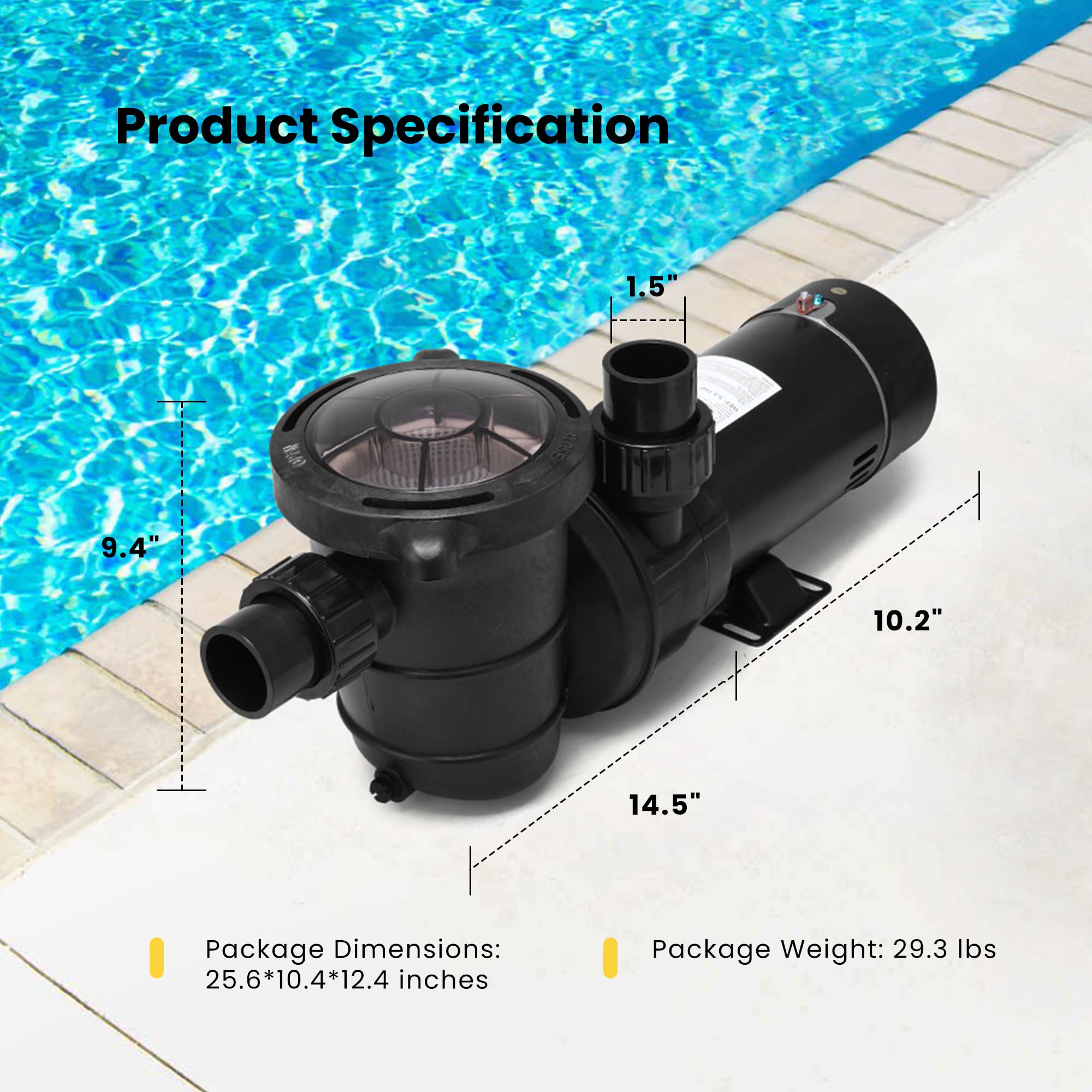 VIVOHOME 2.0 HP Dual Speed Above Ground Pool Pump with 1.5