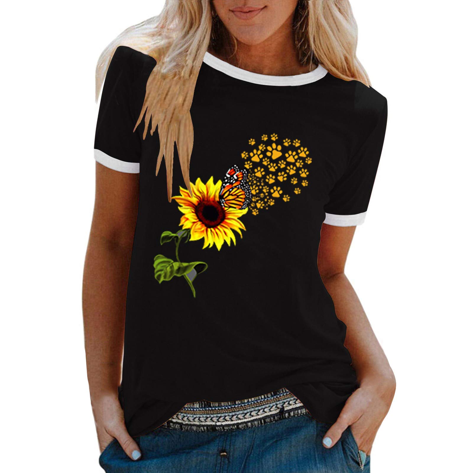 Women's Summer V-Neck Short Sleeve T-Shirts with Pocket - Casual Comfort Tops for Beach, Travel & Everyday Wear