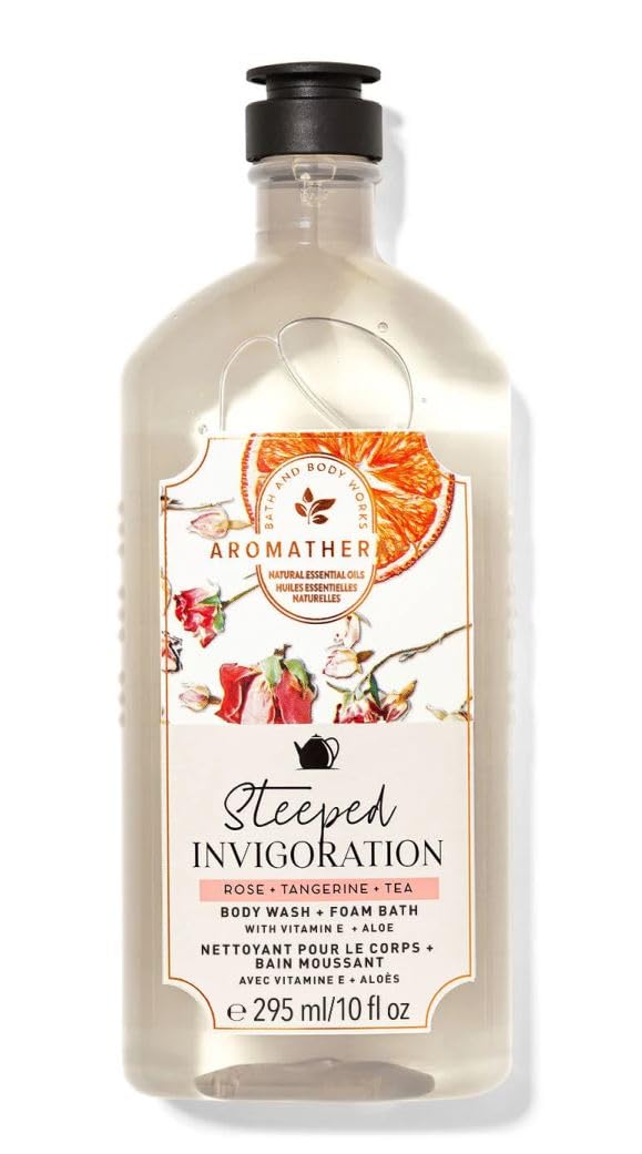 Bath & Body Works Steeped Invigoration Rose & Tangerine Tea Scented Body Wash & Foam Bath - 10 Fl Oz - Refreshing Shower Gel for Morning Energy Boost & Relaxing Bubble Bath