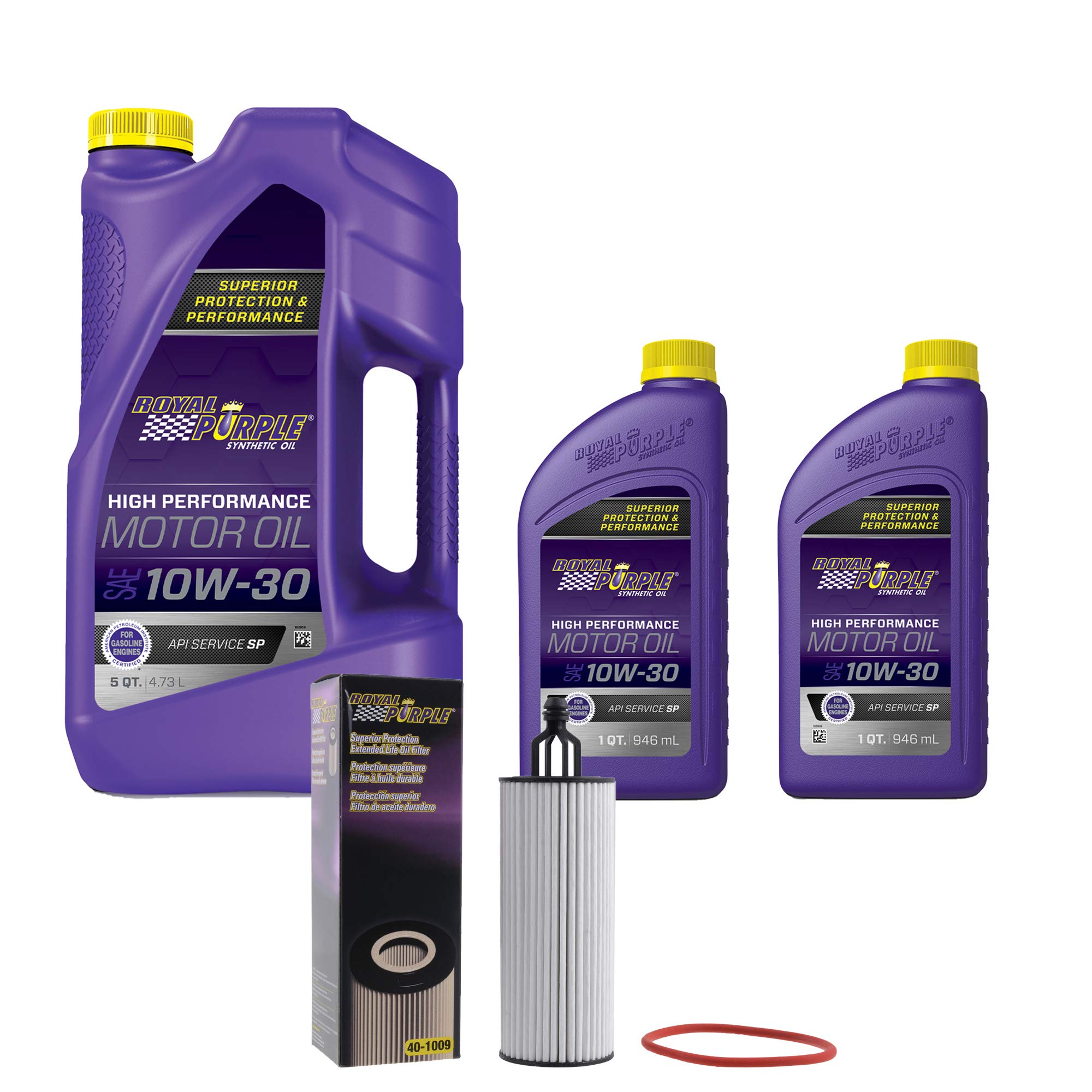 Royal Purple SAE 10W-30 Full Synthetic Motor Oil - 7 Quart Bottle with Extended Life Premium Oil Filter 40-1009 | High Performance Engine Protection for Cars, Trucks & SUVs