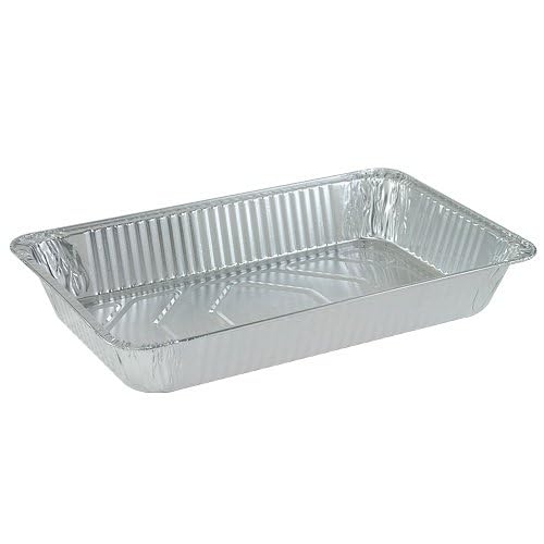 Tiger Chef 25-Pack Heavy-Duty Aluminum Foil Steam Table Pans with Lids - 21 x 13 Inches Full Size Disposable Catering Pans for Restaurants, Buffets & Party Food Service