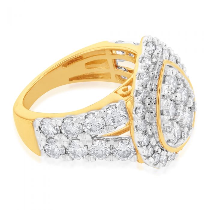 9ct Yellow Gold 4 Carat Diamond Ring with Brilliant Cut Diamonds - Elegant Engagement & Wedding Jewelry for Women - Perfect for Proposals, Anniversaries & Special Occasions
