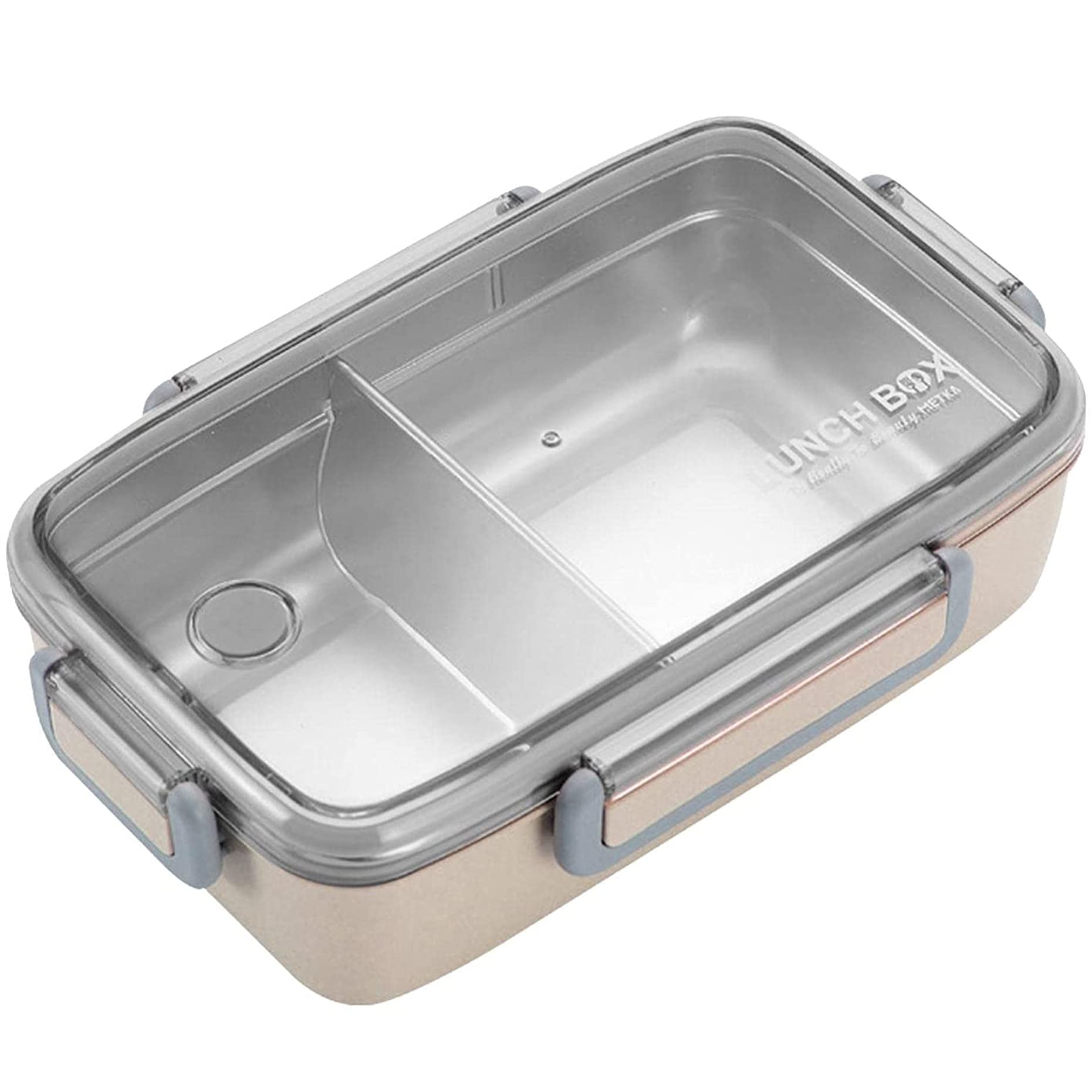 GEMU-HOME Stainless Steel Leakproof Bento Box - Insulated Lunch Container with Dividers for Office, School & Picnic | Portable Food Storage | Heat Preservation | Beige Color | Eco-Friendly Meal Prep Solution