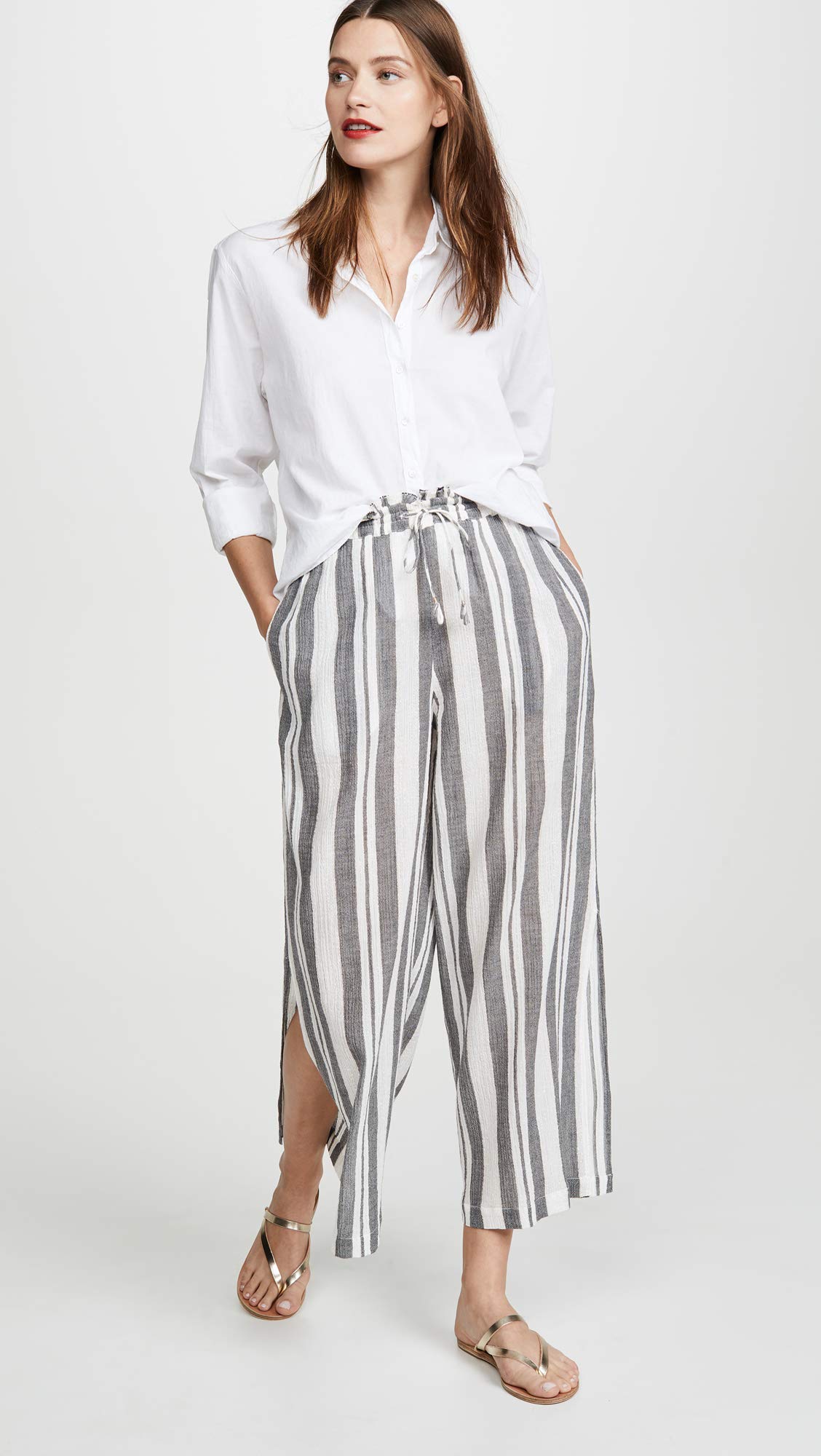 Joie Women's Sylar Pants - Caviar Grey Stripe - Medium Size - Comfortable Stretch Work Pants for Office & Business Casual Wear