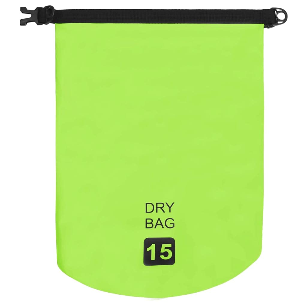 vidaXL Waterproof Dry Bag with Zipper - Green PVC Backpack for Boating, Kayaking & Water Sports | Durable Duffel Sack for Swimming, Beach & Outdoor Activities