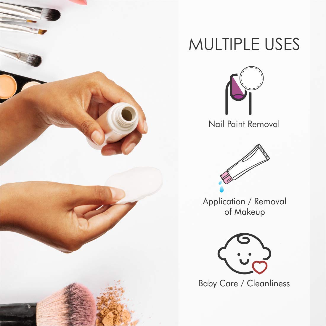 50-Pack Soft Cotton Facial Rounds for Makeup Removal & Application | 100% Pure Hypoallergenic Cotton Pads | Gentle on Sensitive Skin | Perfect for Travel, Daily Skincare & Makeup Routine (3-Pack with Ziplock Bags)