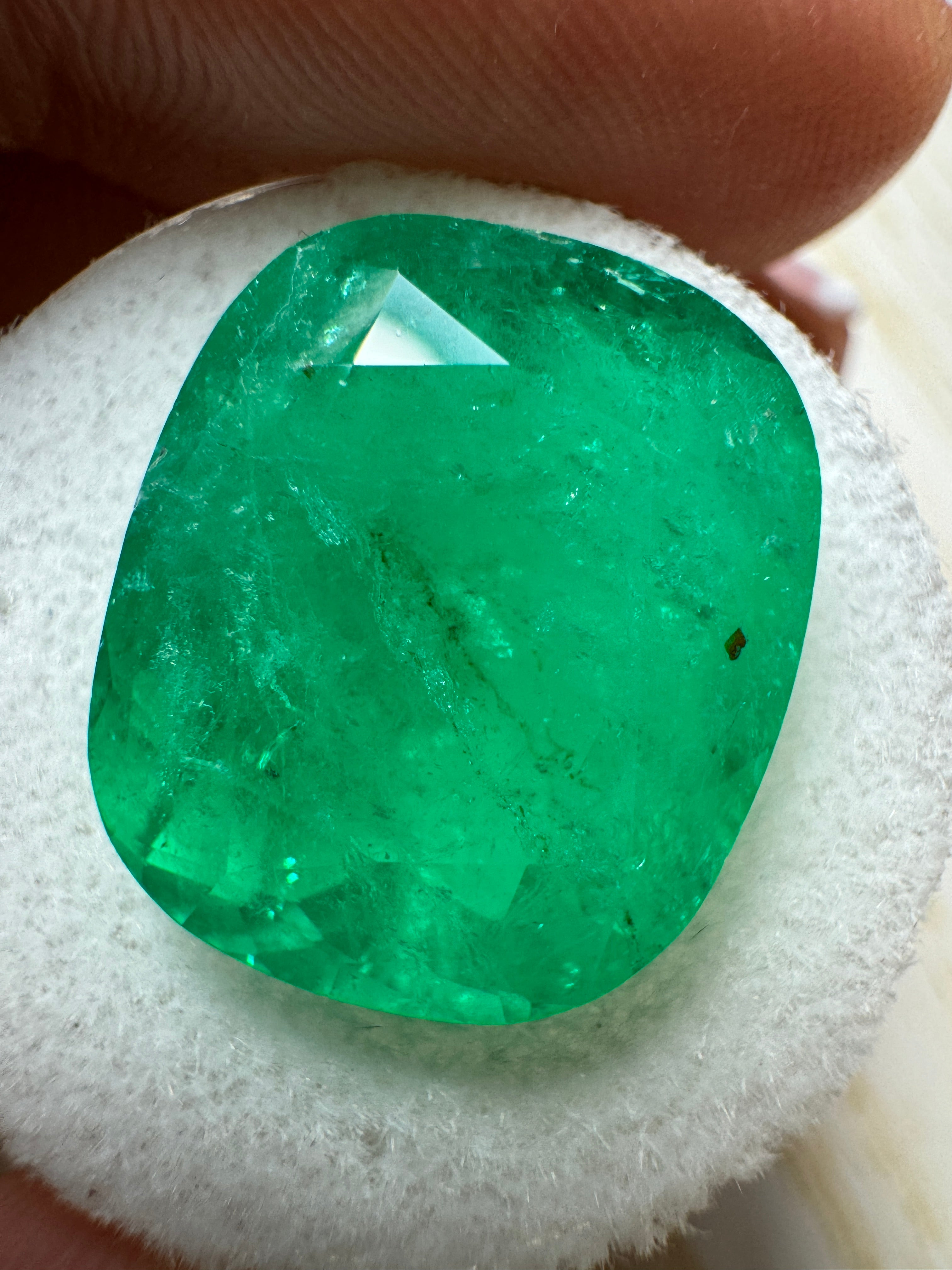 12.81 Carat Natural Colombian Emerald - 17x14mm Loose Cushion Cut Green Gemstone for Jewelry Making & Engagement Rings