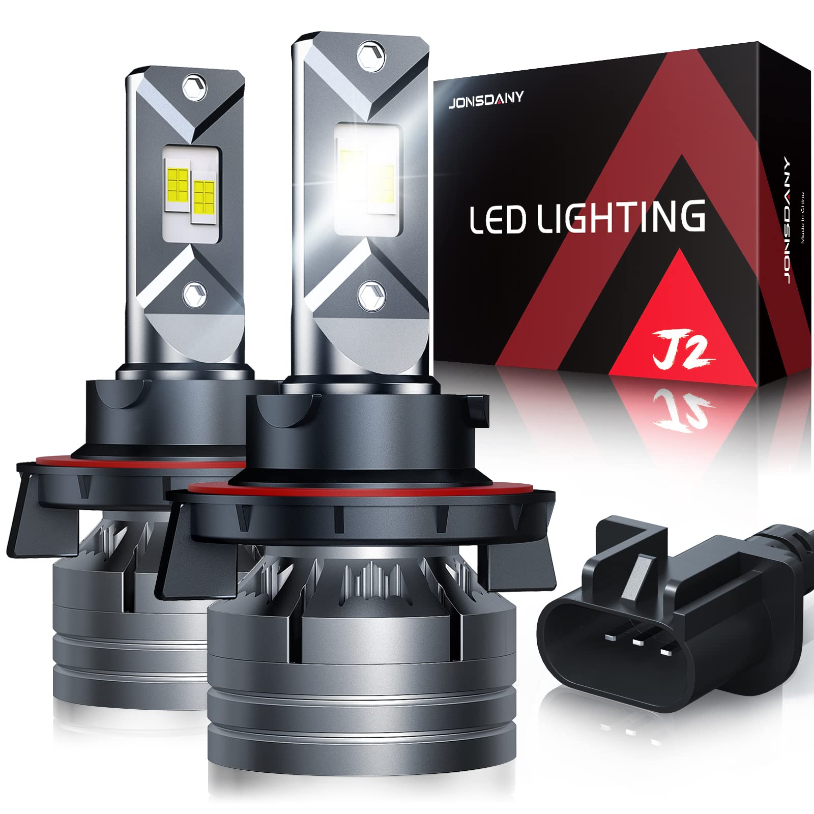JONSDANY H13 LED Headlight Bulbs 9008 16000LM - High/Low Beam for Night Driving