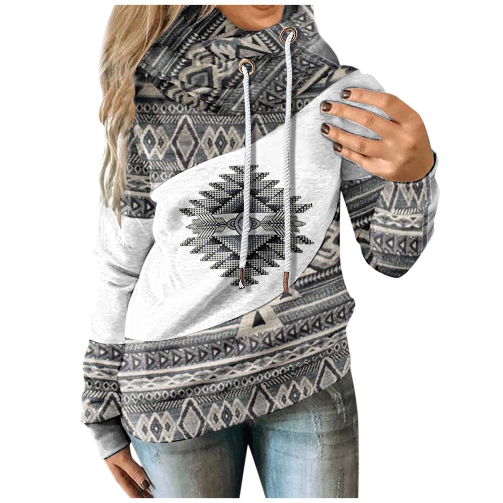 FMCHICO Women's Christmas Hooded Sweatshirt - Turtle Neck Pullover Long Sleeve Jacket for Winter & Fall | Cozy Casual Wear, Holiday Gift, Outdoor Activities