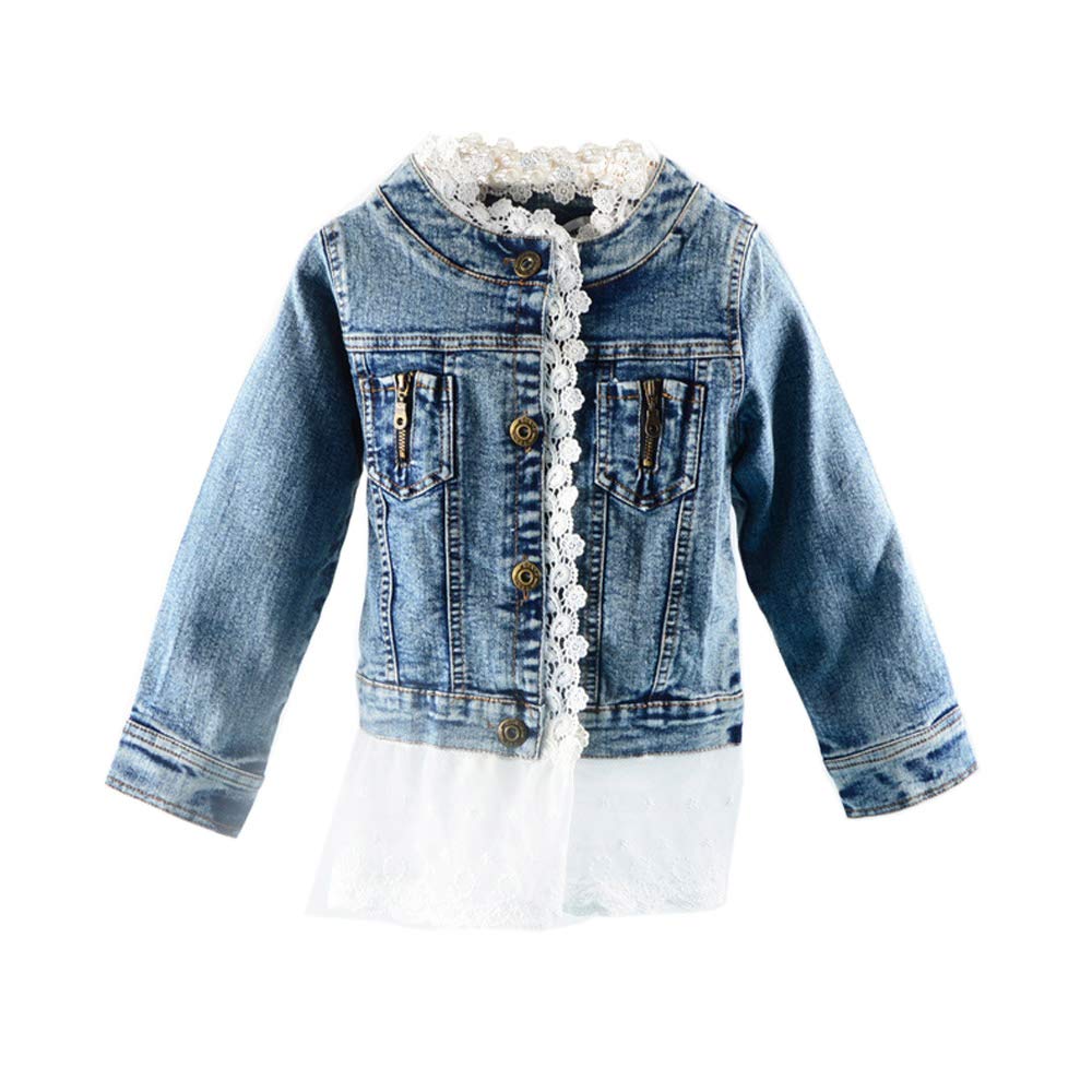 Star Flower Little Big Girls Denim Jackets Coats Outwear - Stylish & Durable for School, Playdates & Outdoor Adventures