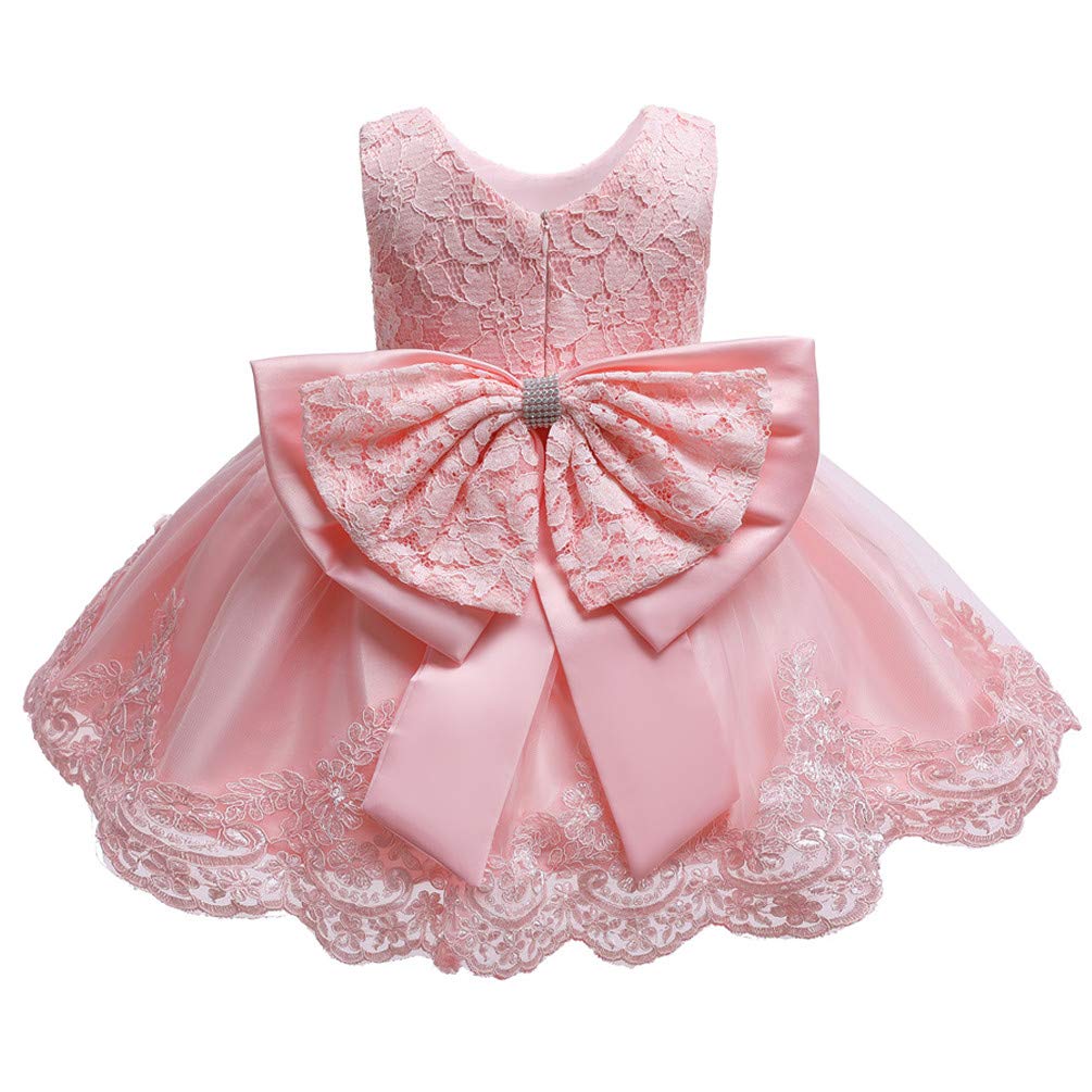 Christening Lace Flower Baby Girl Dress - Princess Formal Prom Tutu Ball Gown for Baptism, First Communion & Special Occasions