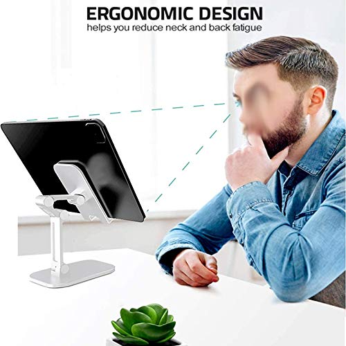 Foldable Desk Phone Stand - Adjustable Universal Mobile Phone Holder for iPhone, Samsung, Android - Black & White - Perfect for Office, Home, Video Calls & Hands-Free Viewing