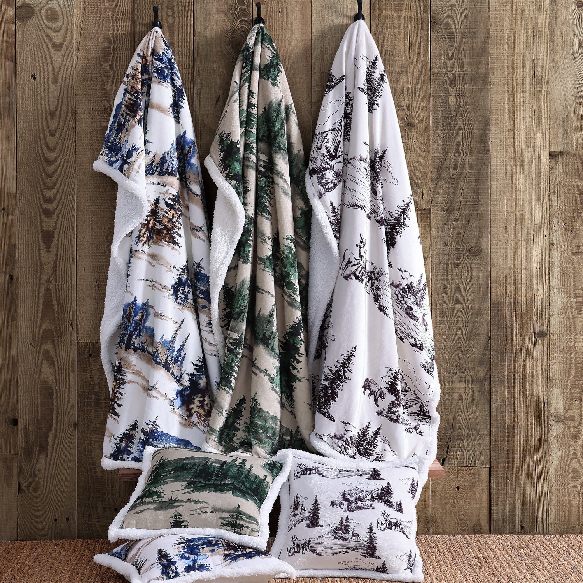 Cozy White Pine Campfire Sherpa Throw Blanket - Soft Flannel Fleece for Winter Warmth - Perfect for Camping, Picnics, and Home Decor