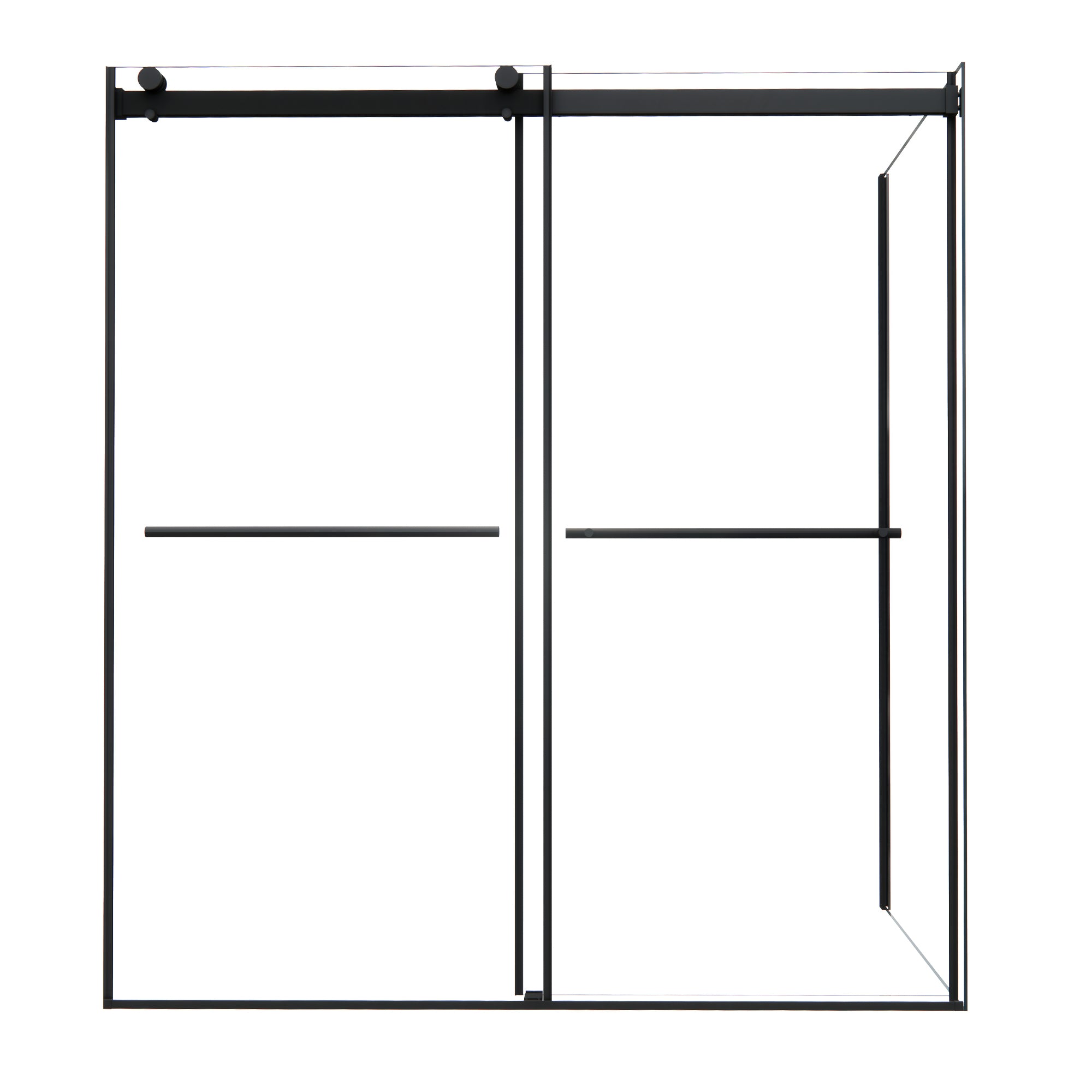 Belizzi Frameless Matte Black Roller Shower Door - Clear Glass Exposed Bypass Enclosure for Modern Bathrooms | Waterproof & Easy to Clean