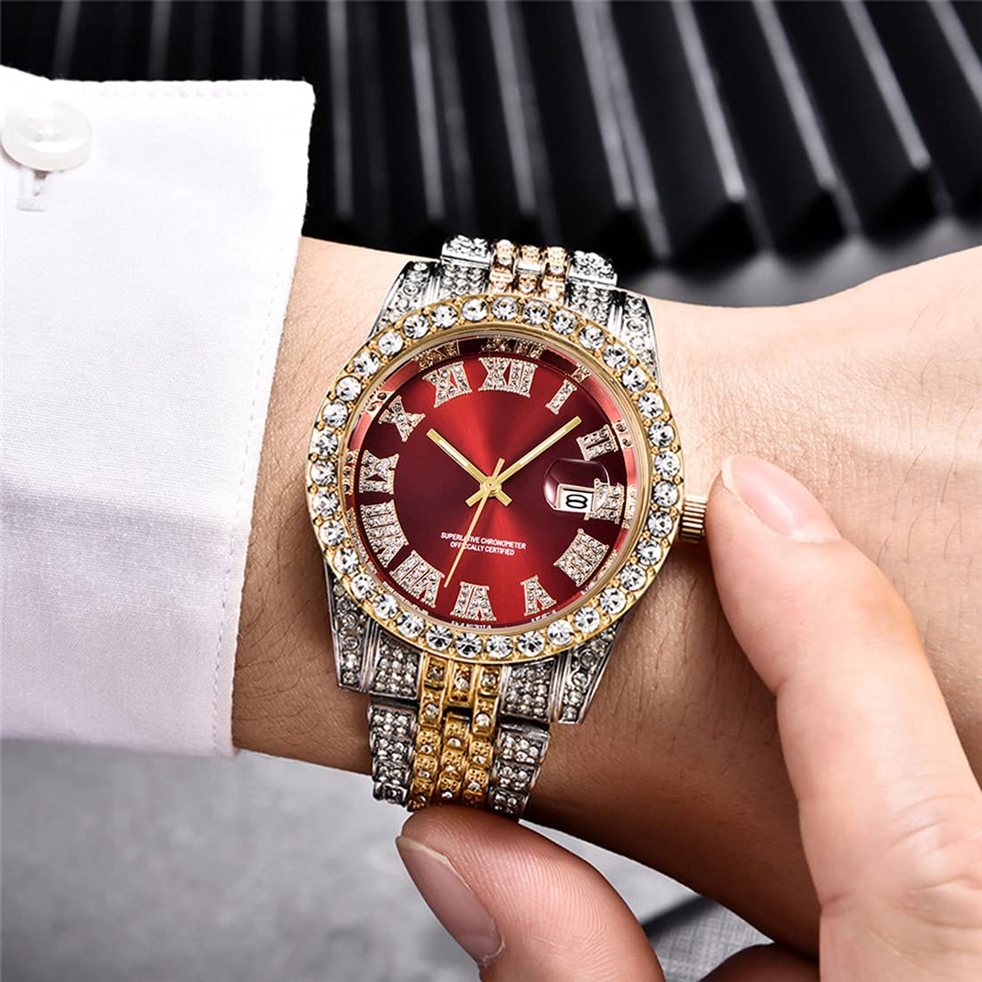 Luxury SENRUD Unisex Crystal Diamond Watch - Stainless Steel Iced-Out Bracelet for Men & Women | Perfect for Formal Events, Parties & Everyday Wear