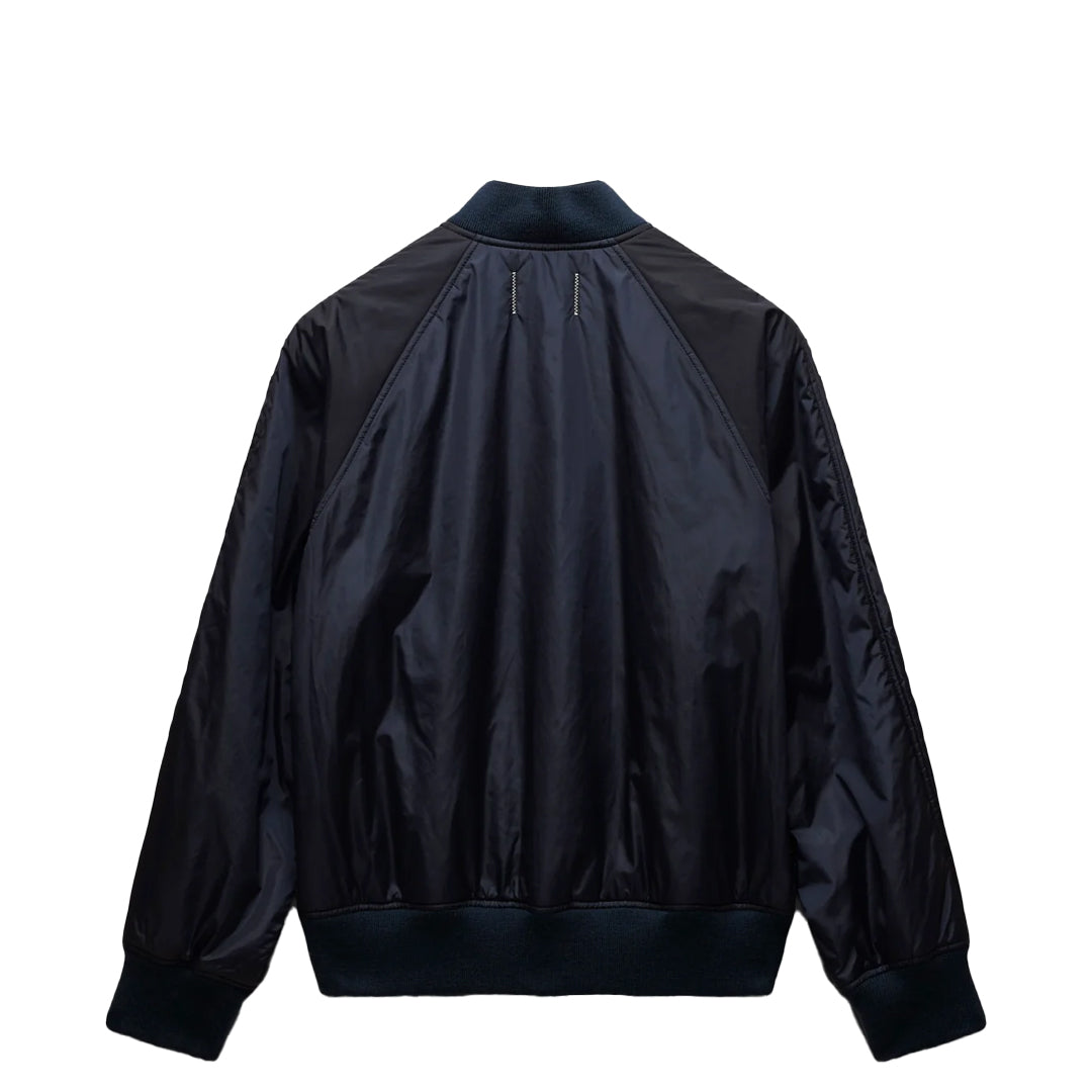 Econyl Satin Nylon Stadium Jacket for Women - Water-Resistant Lightweight Windbreaker - Perfect for Outdoor Sports, Running & Casual Wear (Navy Blue)
