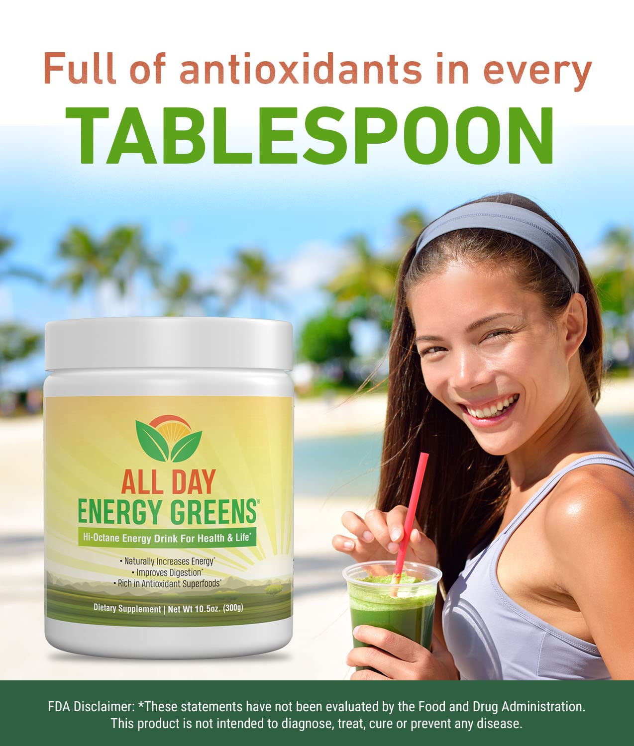 IVL - All Day Energy Greens Powder Superfood Supplement - Organic Super Greens Blend for Optimal Nutrition, Energy & Digestion - Green Juice Boost for Smoothies, Shakes & Healthy Lifestyle