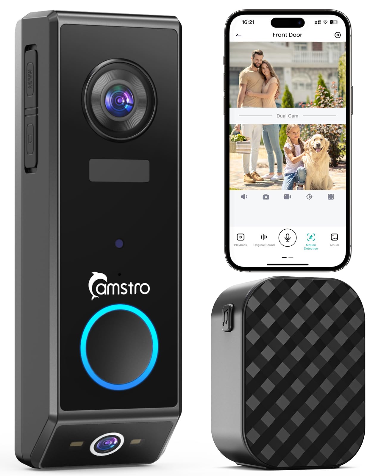 2K Dual Lens Wireless Doorbell Camera with Chime - Outdoor Security Camera with AI Human Detection, 2-Way Audio, Voice Changer & Night Vision | Alexa Compatible | Perfect for Home Security & Package Monitoring