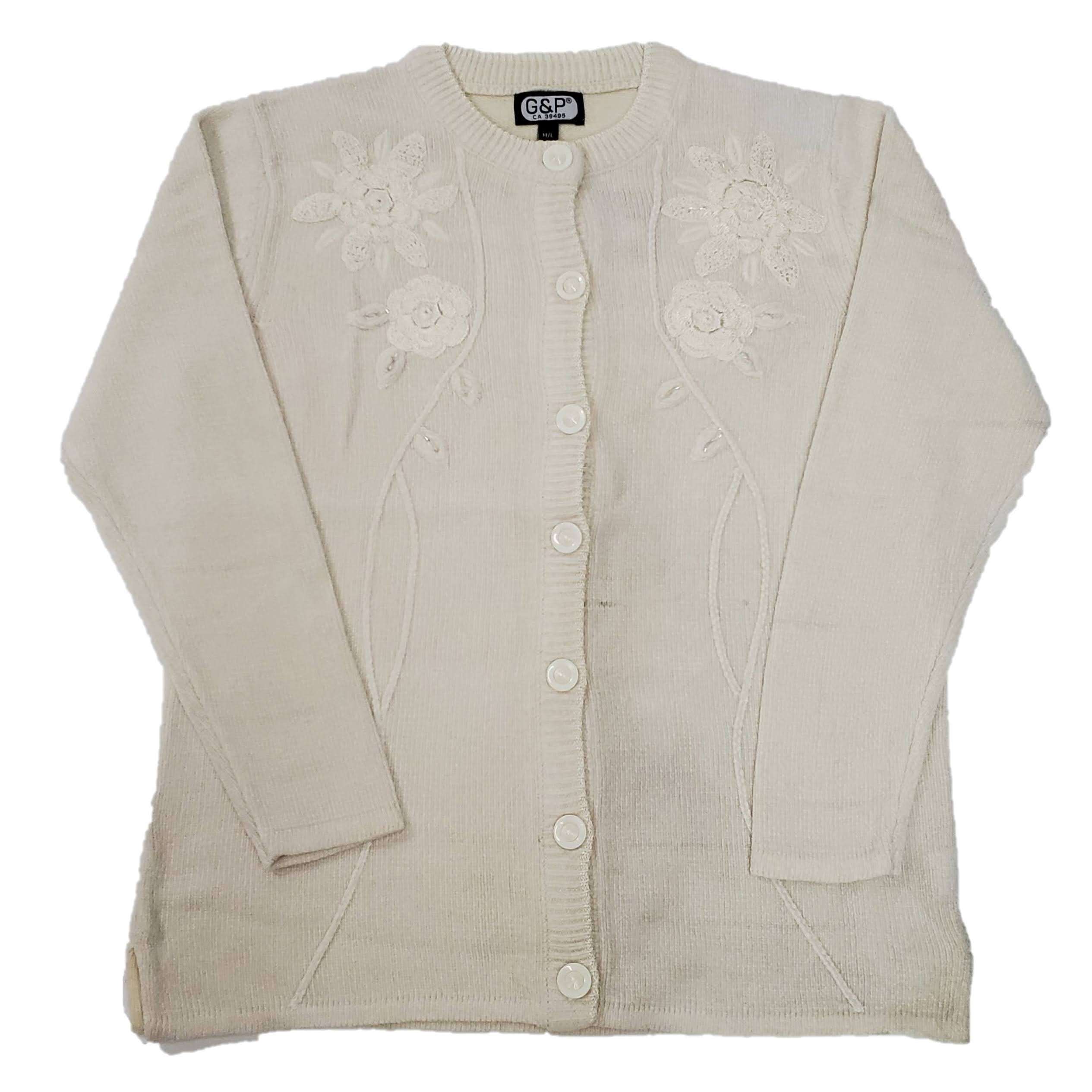 Women's Soft Chenille Embroidery Designer Cardigan Sweater - Cozy Knit Pullover for Fall & Winter, Perfect for Office, Date Night and Casual Outings