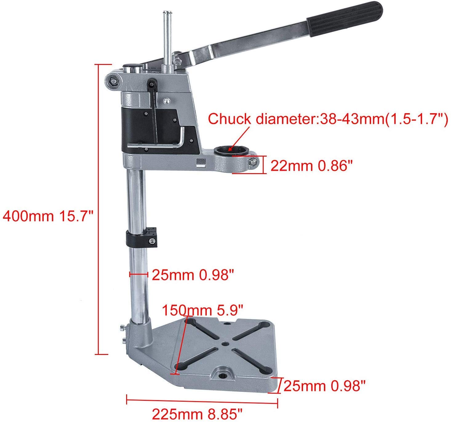 **Universal Adjustable Drill Press Stand for Workbench - Aluminum Base with Single Mounting Hole - Perfect for DIY, Woodworking & Metalworking Projects**