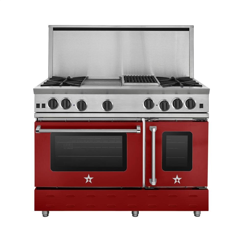 Bluestar RNB484CBV2L 48-Inch RNB Series Commercial Gas Range with 24-Inch Charbroiler - Perfect for Restaurants, Catering & High-Volume Cooking