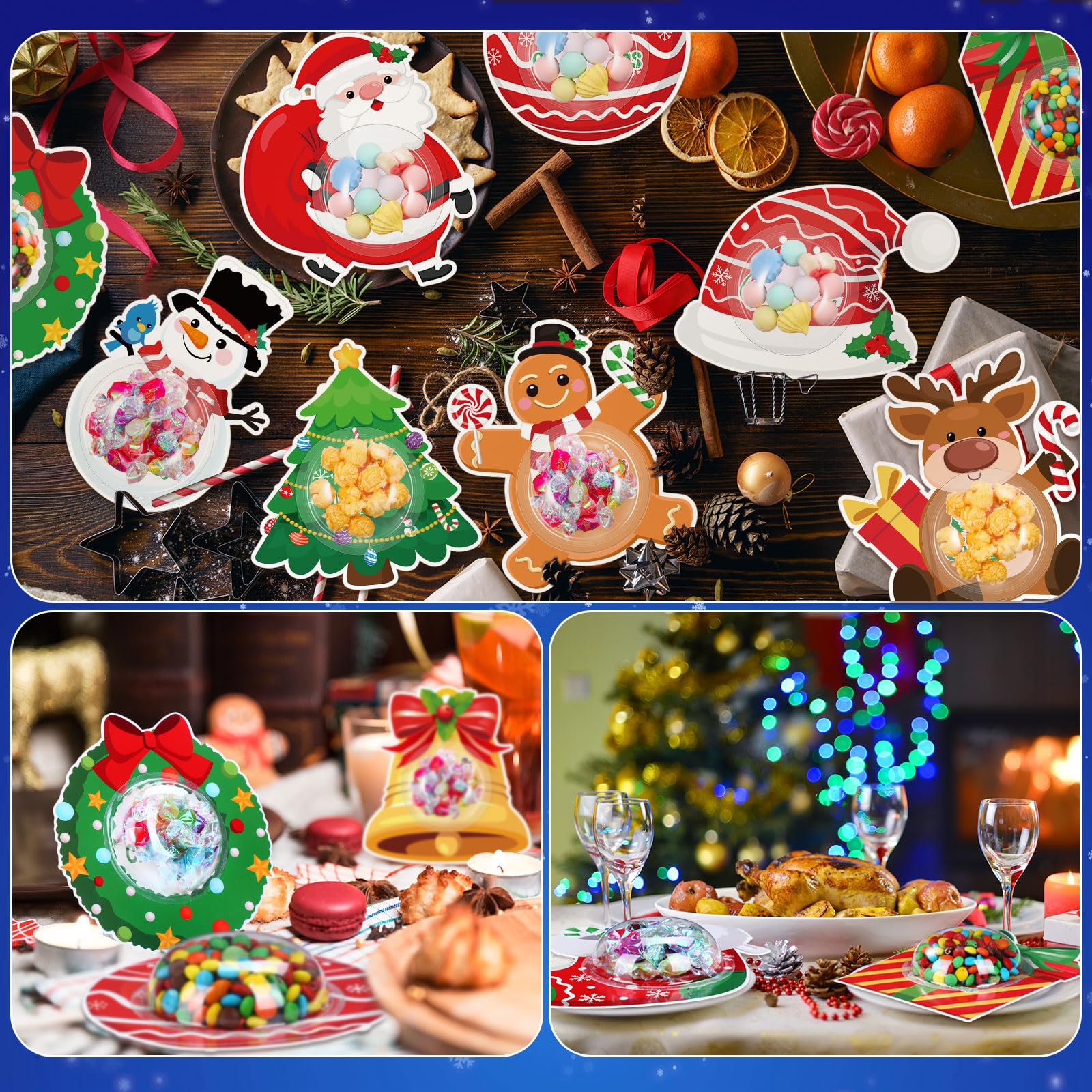 Pasimy 36 Pack Christmas Candy Cards with Clear Dome Shaker - Holiday Greeting Cards with Candy Treats & Chocolate Holder for Family Gatherings, Winter Parties & Xmas Favors (Santa Theme) - Perfect for Gift Exchanges, Classroom Treats & Office Holiday Events