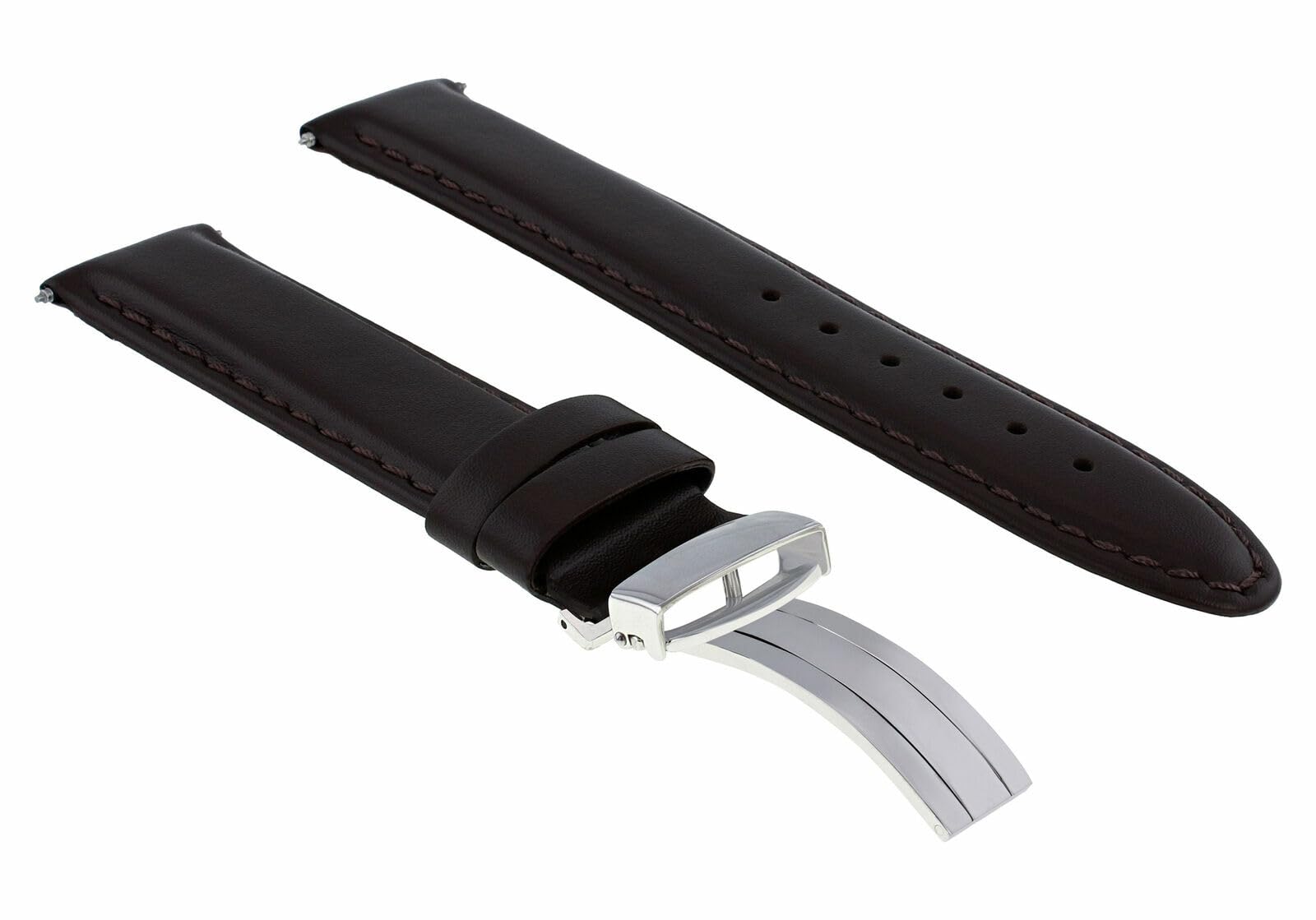 18mm Genuine Leather Watch Band Strap with Deployment Clasp - Smooth Dark Brown Replacement Strap Compatible with Tissot #8 | Perfect for Business, Casual & Formal Occasions