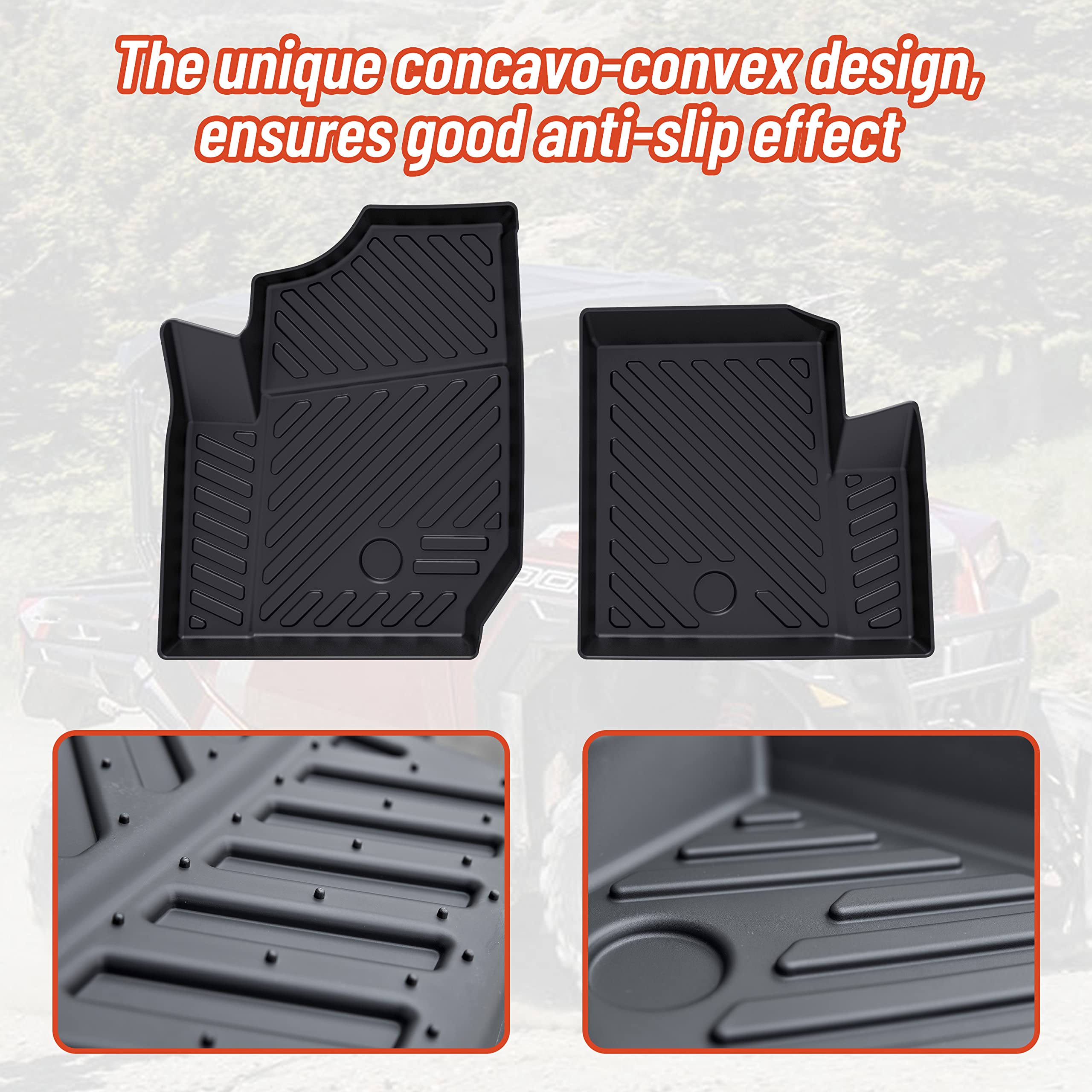 Premium TPE Anti-Slip Floor Mats for Polaris General 1000/XP 1000 (2016-2024) | All-Weather Protection Front Row Floor Liners | Durable Slush Mats for UTV Accessories | Perfect for Off-Roading, Hunting & Muddy Terrains