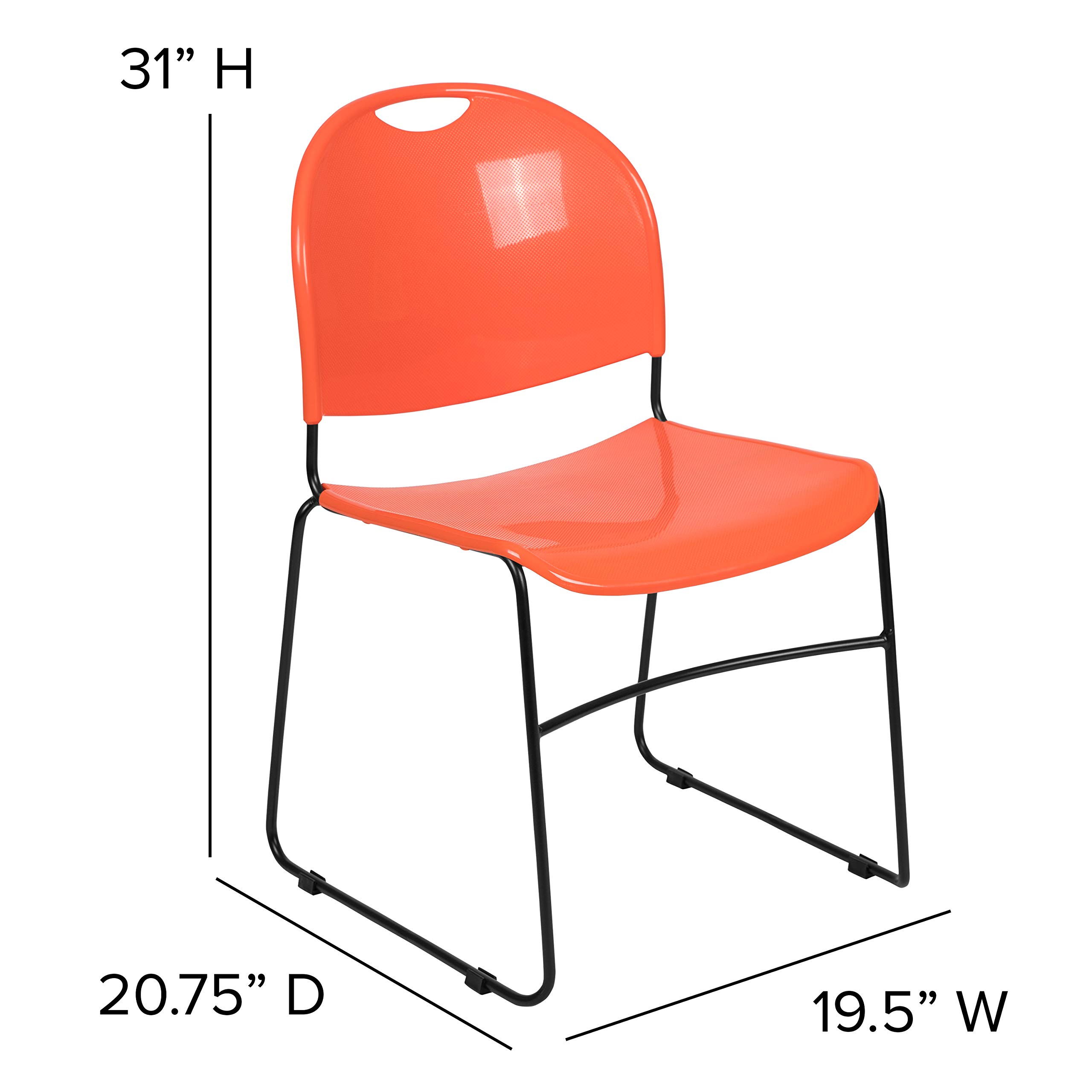 EMMA + OLIVER Orange Ultra-Compact Stackable School Chair - Space-Saving Office Guest Chair & Student Desk Chair for Classrooms, Dorm Rooms, and Small Spaces