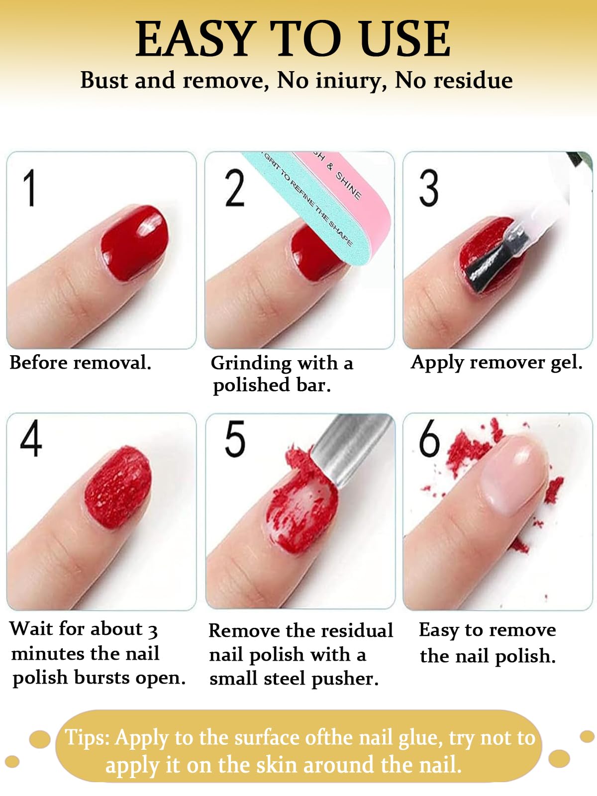 Fast-Acting Gel Nail Polish Remover Kit - No Foil or Soaking Needed, Safe for Acrylic & Natural Nails, Removes Polish in 3-5 Minutes (2 Pack, 15ml x 2) - Perfect for Home Manicures, Salon Use & DIY Nail Art