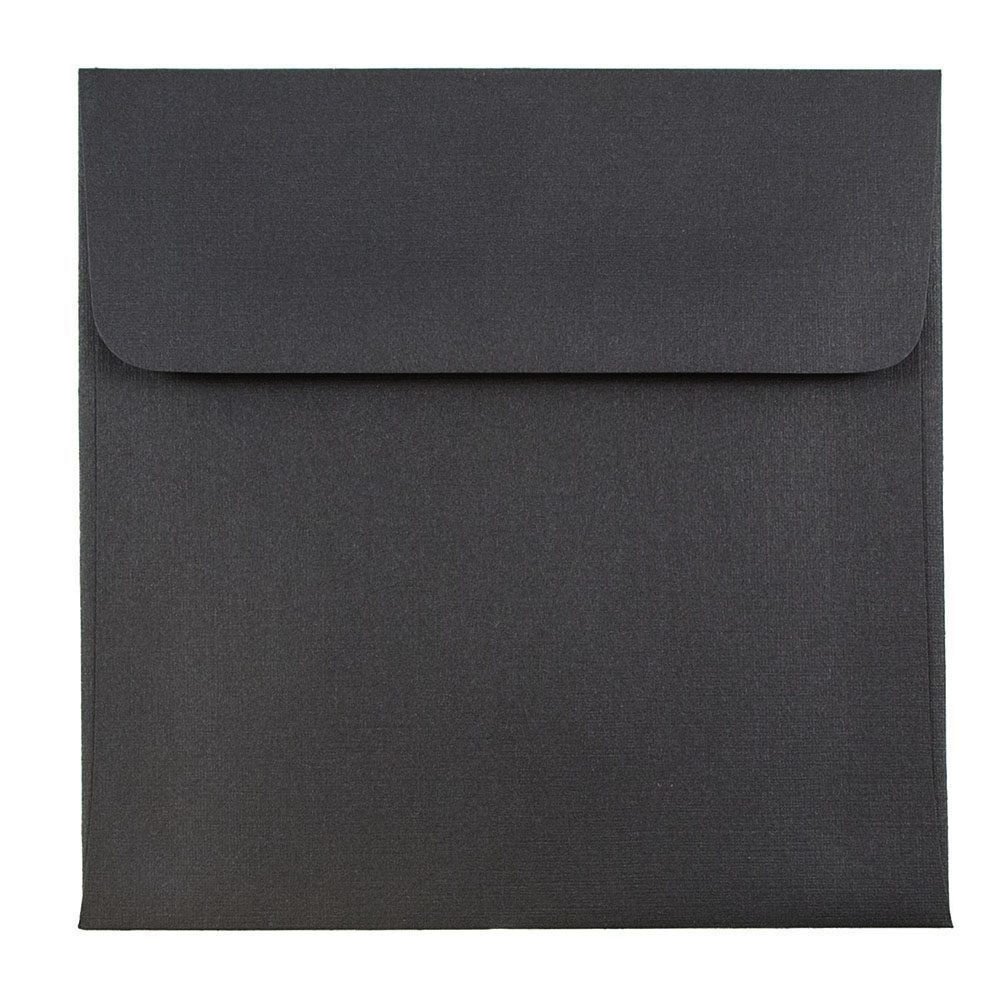 JAM PAPER 5 x 5 Inch Square Invitation Envelopes - Premium Black Linen Texture - Bulk Pack of 250 Envelopes per Box - Perfect for Wedding Invitations, Greeting Cards & Party Stationery