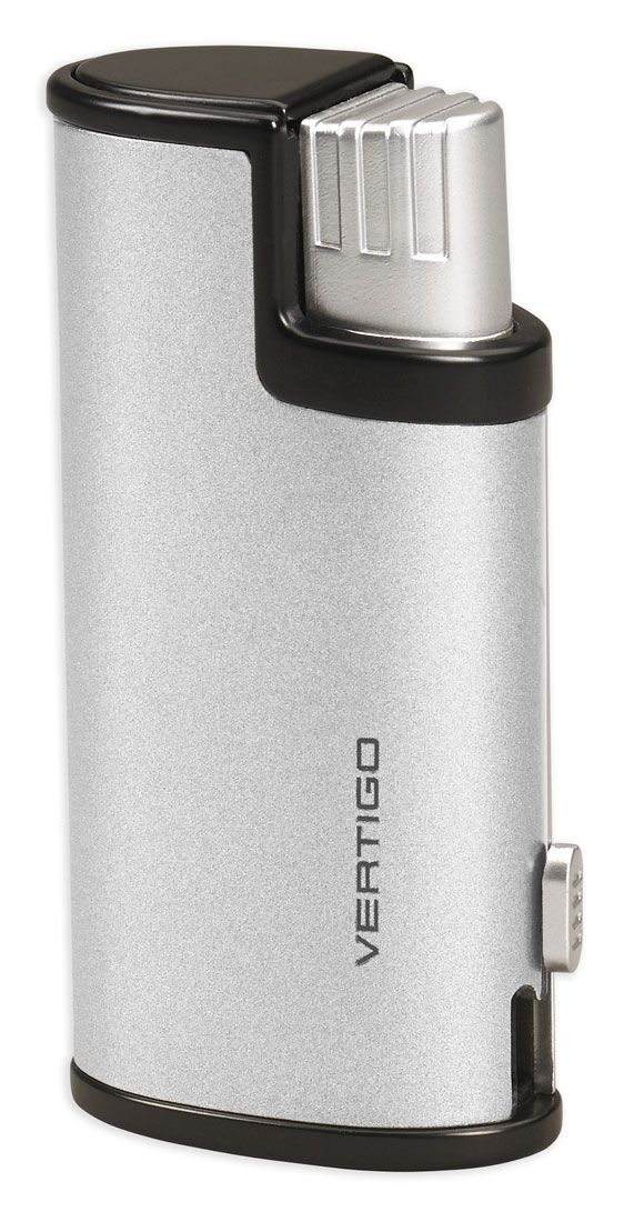 Vertigo Warrior Triple Jet Flame Butane Lighter - Silver | Windproof & Refillable | Perfect for Cigars, Outdoor Camping & BBQ