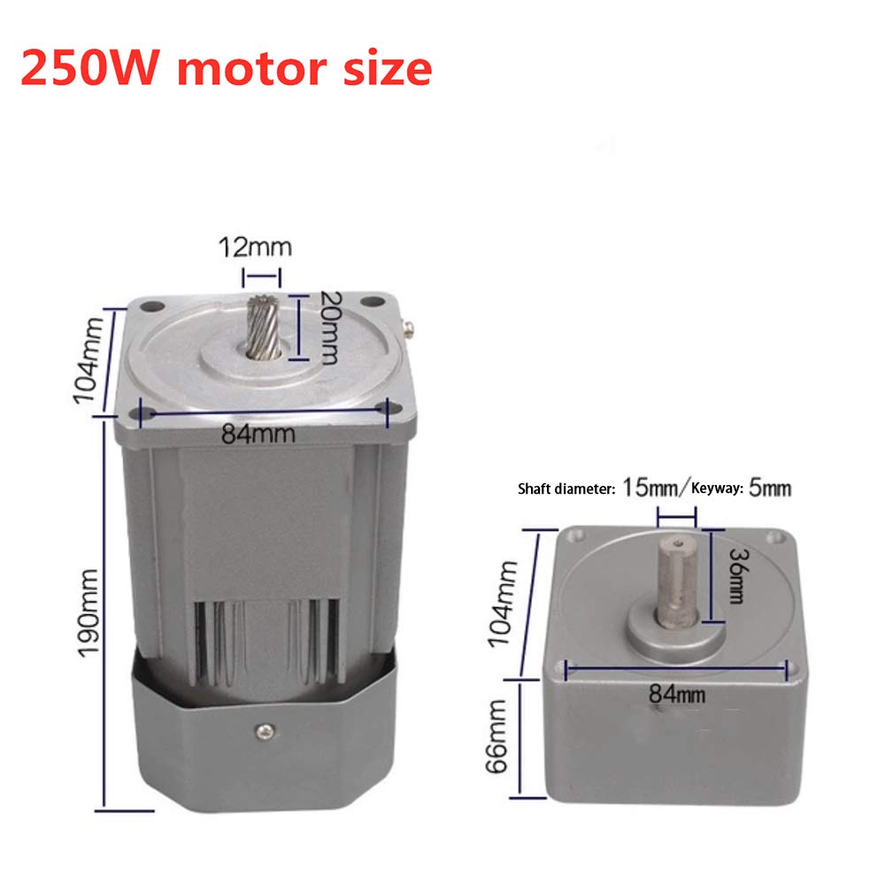 110V 250W High Torque AC Gear Motor - 16Nm Single-Phase Electric Gear Reducer with 0-135 RPM Adjustable Speed Controller | Perfect for Conveyor Systems, Packaging Machinery & Industrial Automation Equipment