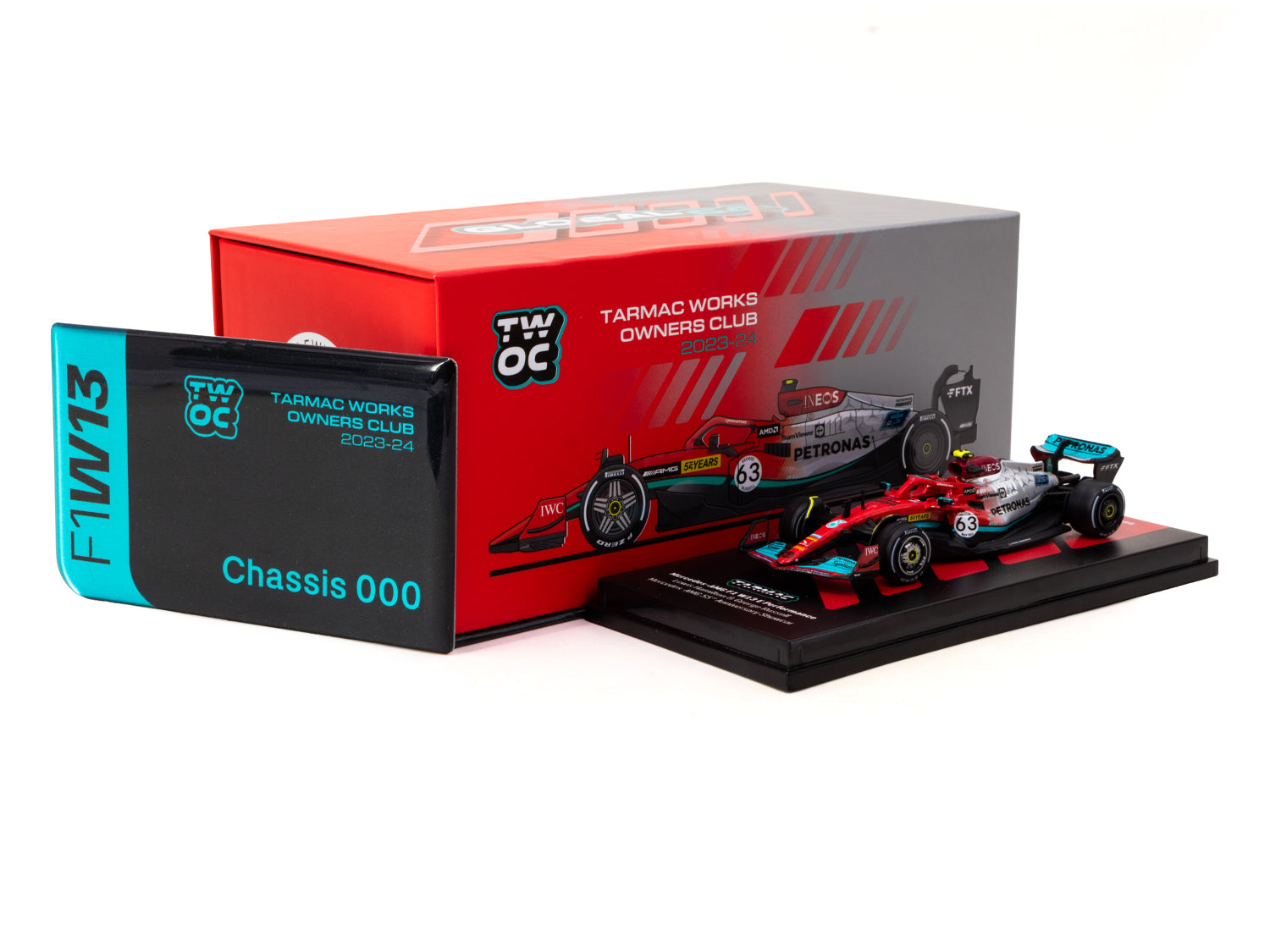Tarmac Works 1/64 Scale Mercedes AMG F1 W13 E Performance 55th Anniversary Showcar - Belgian Grand Prix 2022 Limited Edition Diecast Model Car - Perfect for Collectors, Racing Fans & Display Cases