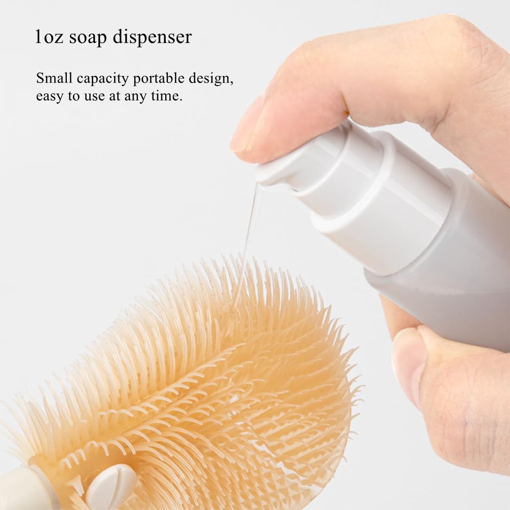 Travel Baby Bottle Cleaning Brush Set - Silicone Bottle Brush, Nipple Brush, Straw Cleaner with Soap Dispenser & Storage Box | Portable Baby Bottle Cleaner Kit for Travel, Home & On-the-Go (Purple) | Perfect for Diaper Bags, Daycare & Family Trips