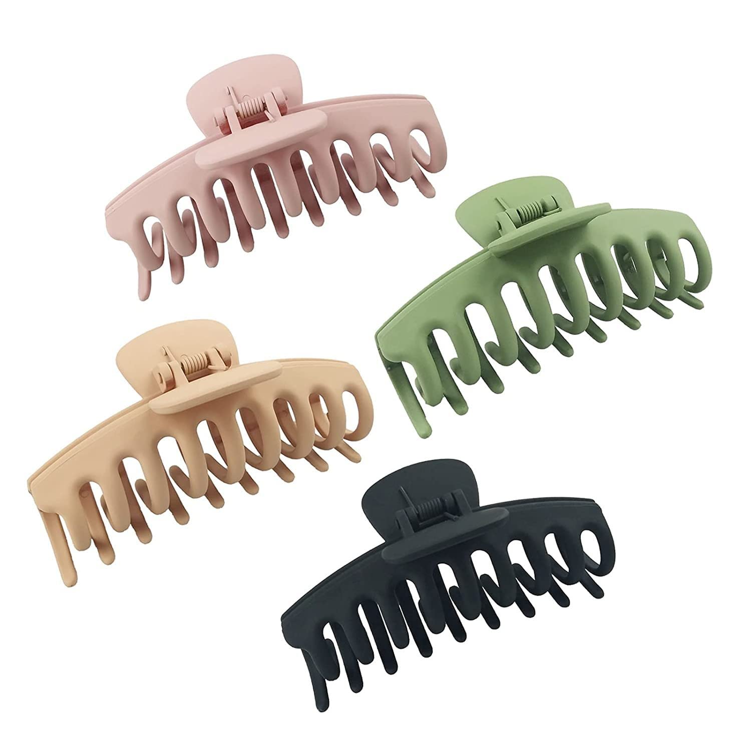 Minta 4-Pack Non-Slip Large Hair Claw Clips 4.3 Inch - Strong Hold Matte Plastic Hair Clamps for Women & Girls with Long Thick Hair - Perfect for Workouts, Beach, Office & Everyday Styling