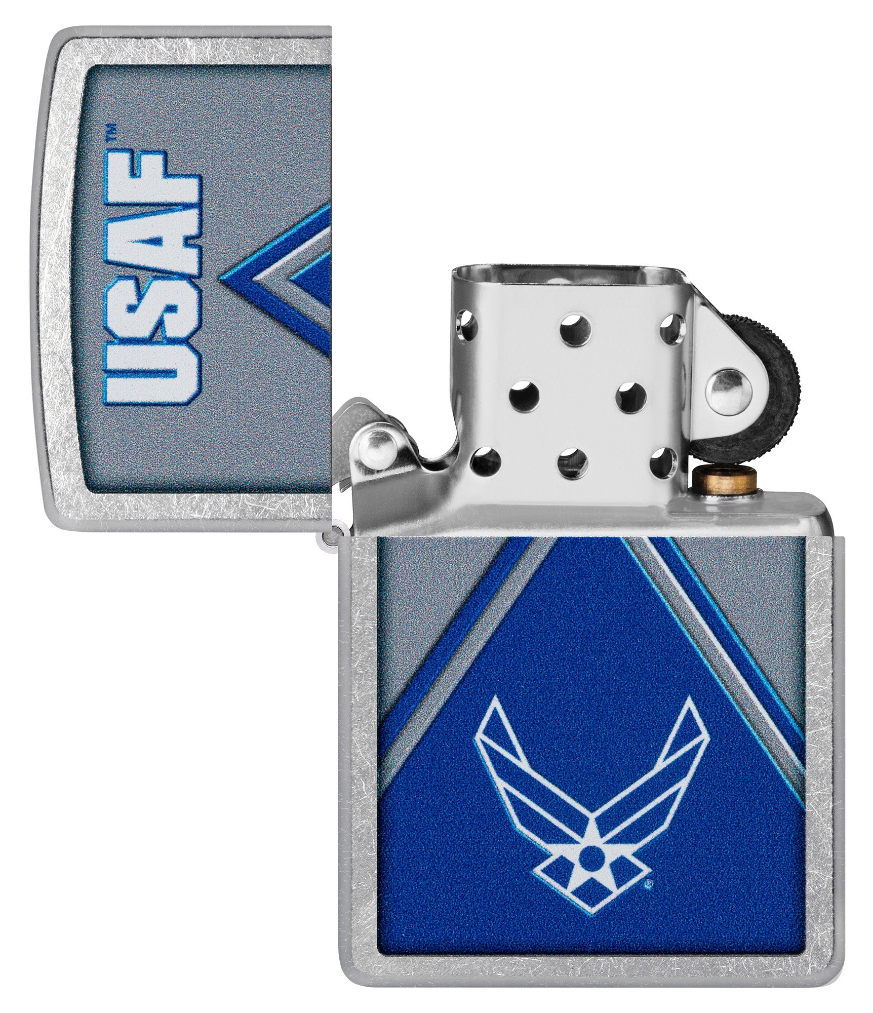 US Air Force Logo Chrome Zippo Lighter - Windproof Refillable Metal Lighter for Outdoor Camping, BBQ, Hiking & Everyday Carry (EDC)