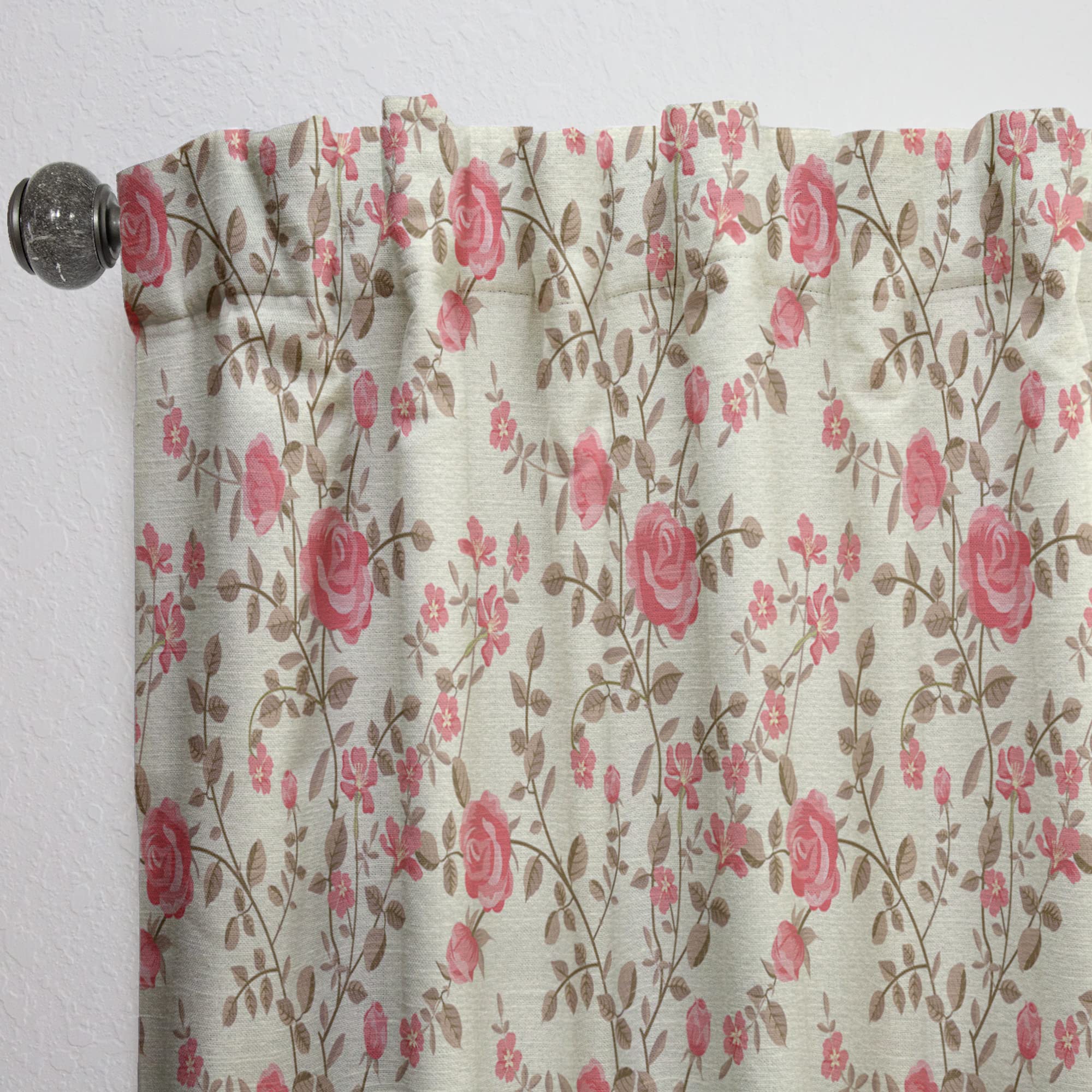 DesignQ Thermal Insulated Rose Pattern Curtains - Single Panel 52x120 Inches - Blackout Drapes for Bedroom & Living Room - Perfect for Home Decor, Privacy & Light Control