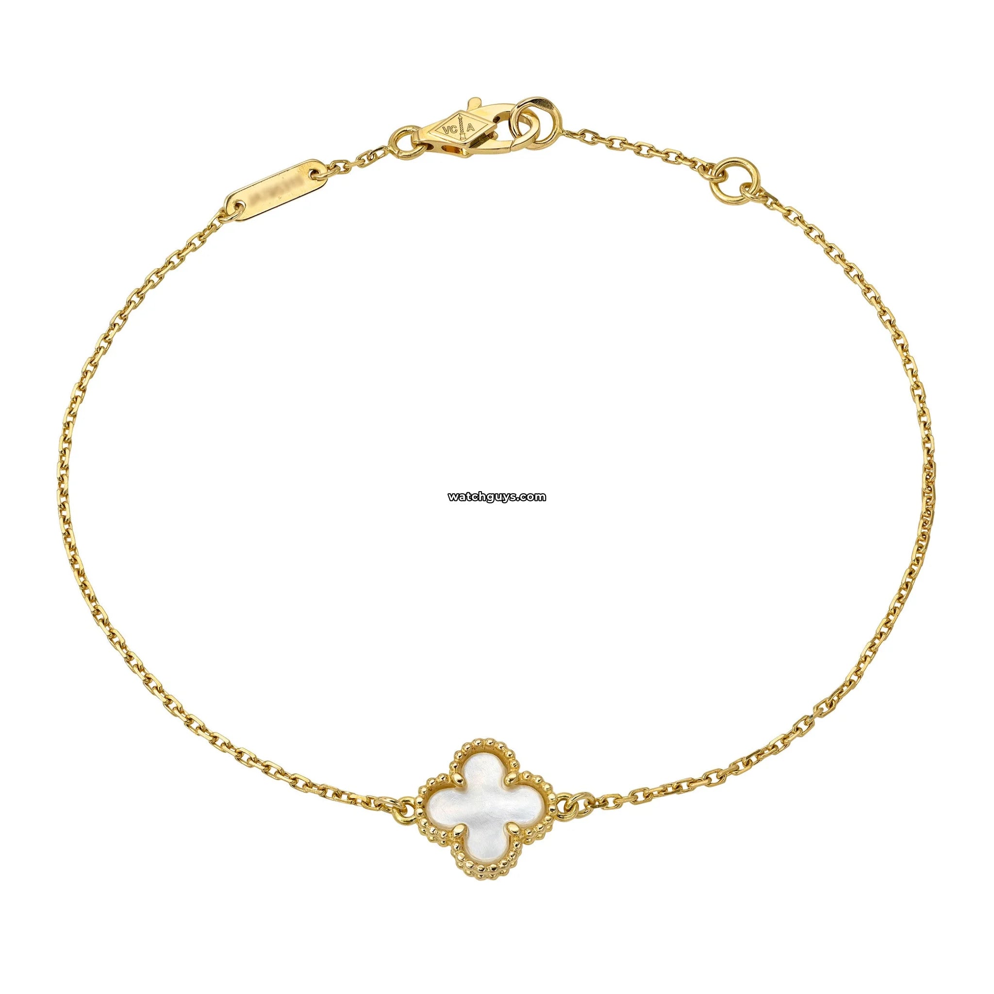 Van Cleef & Arpels Sweet Alhambra Bracelet - 18K Gold & Mother of Pearl Charm Bracelet for Women, Luxury Jewelry Gift for Anniversary & Special Occasions