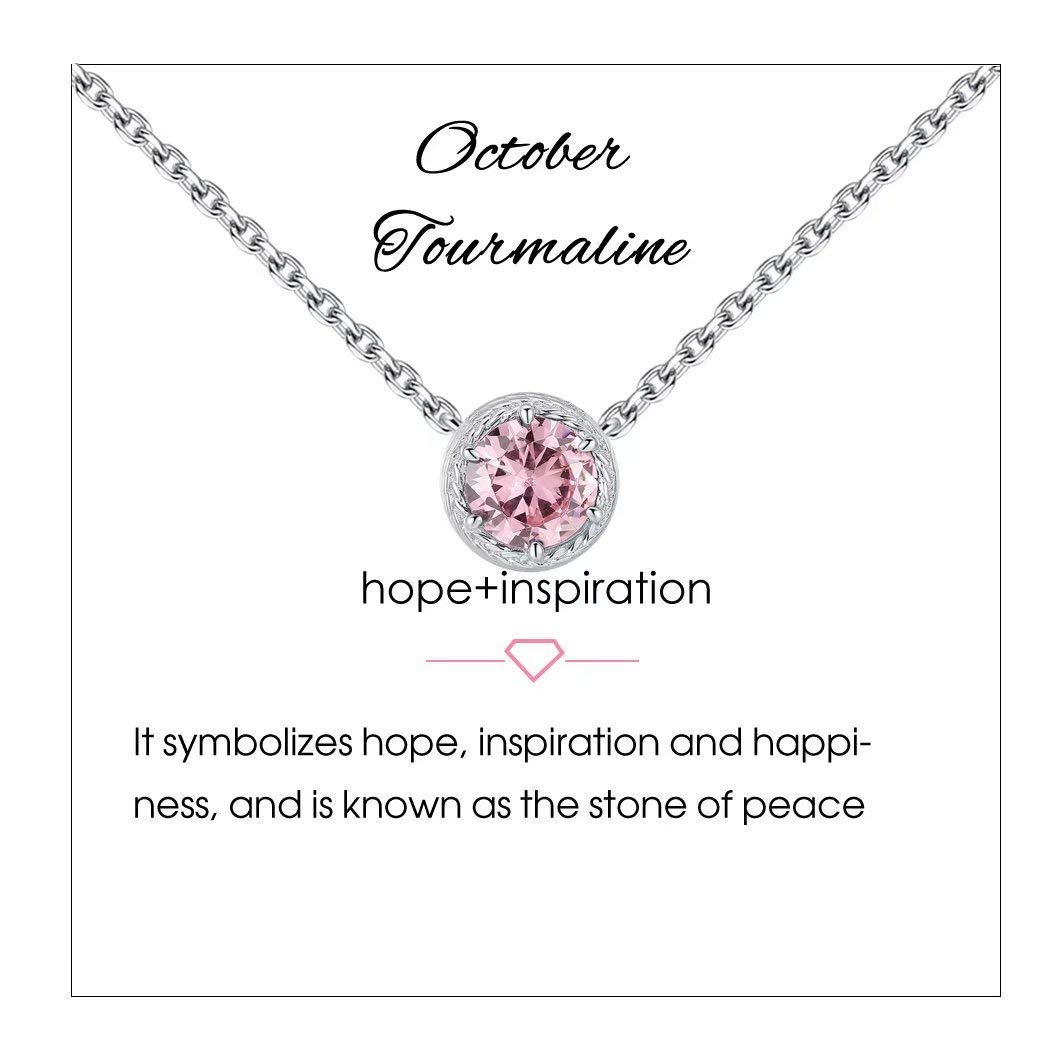 Birthstone Necklace for Women - Sterling Silver 925 Solitaire Pendant, Dainty Jewelry Gift for Mom, Wife, Daughter | Perfect Birthday, Anniversary, Mother's Day Present | Elegant Everyday Wear & Special Occasion Accessory