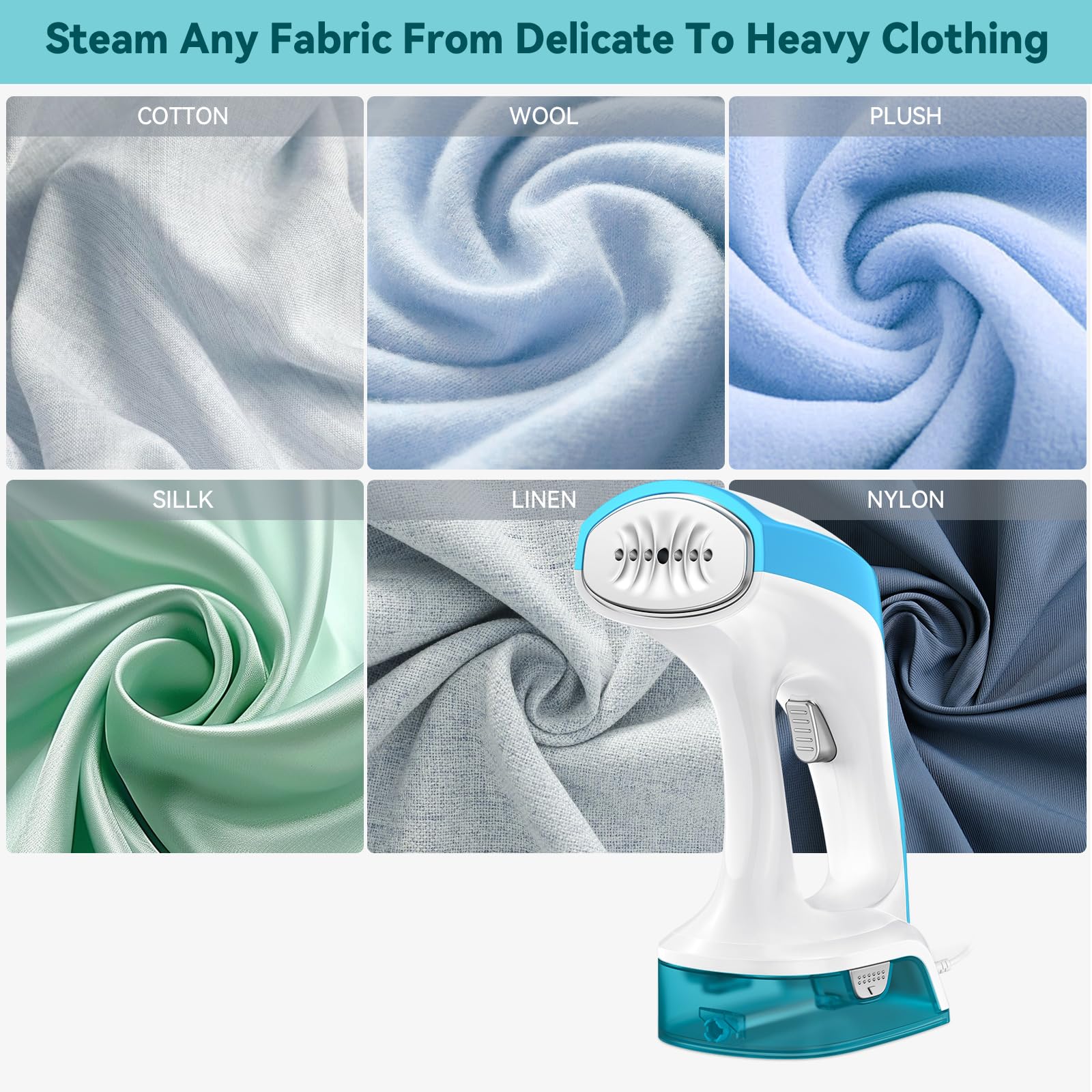 2-in-1 Handheld Steamer & Iron for Clothes - 1000W Portable Garment Steamer with 30-Second Fast Heat-up, 260mL Leak-Proof Tank - Safe Wrinkle Remover for All Fabrics | Perfect for Travel, Home Use & Quick Outfit Refresh