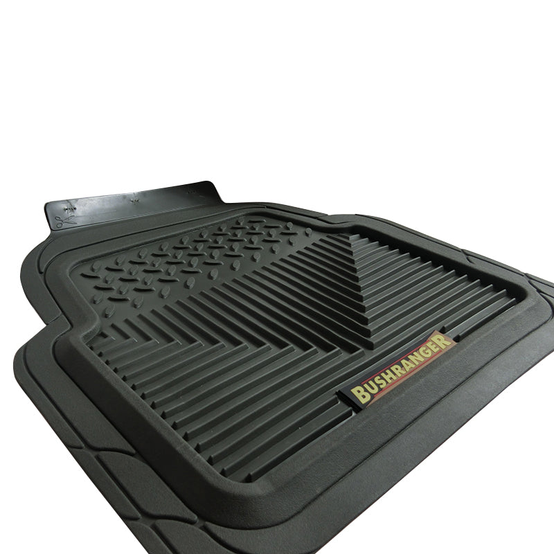 Bushranger Mudtamer Solid Rubber Floor Mats Rear Pair - Charcoal (91X02C) - Heavy Duty All Weather Protection for Trucks & SUVs - Perfect for Off-Road, Work & Outdoor Adventures