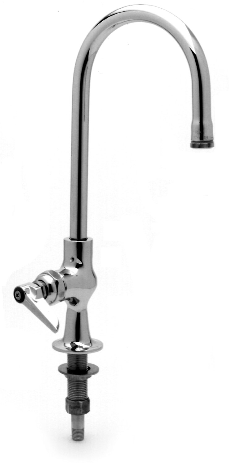 T&S Brass B-0305 Stainless Steel Deck Mount Single Handle Pantry Faucet with Rigid Gooseneck & Stream Regulator - Perfect for Kitchen Sink, Bar, Wet Bar & Utility Room
