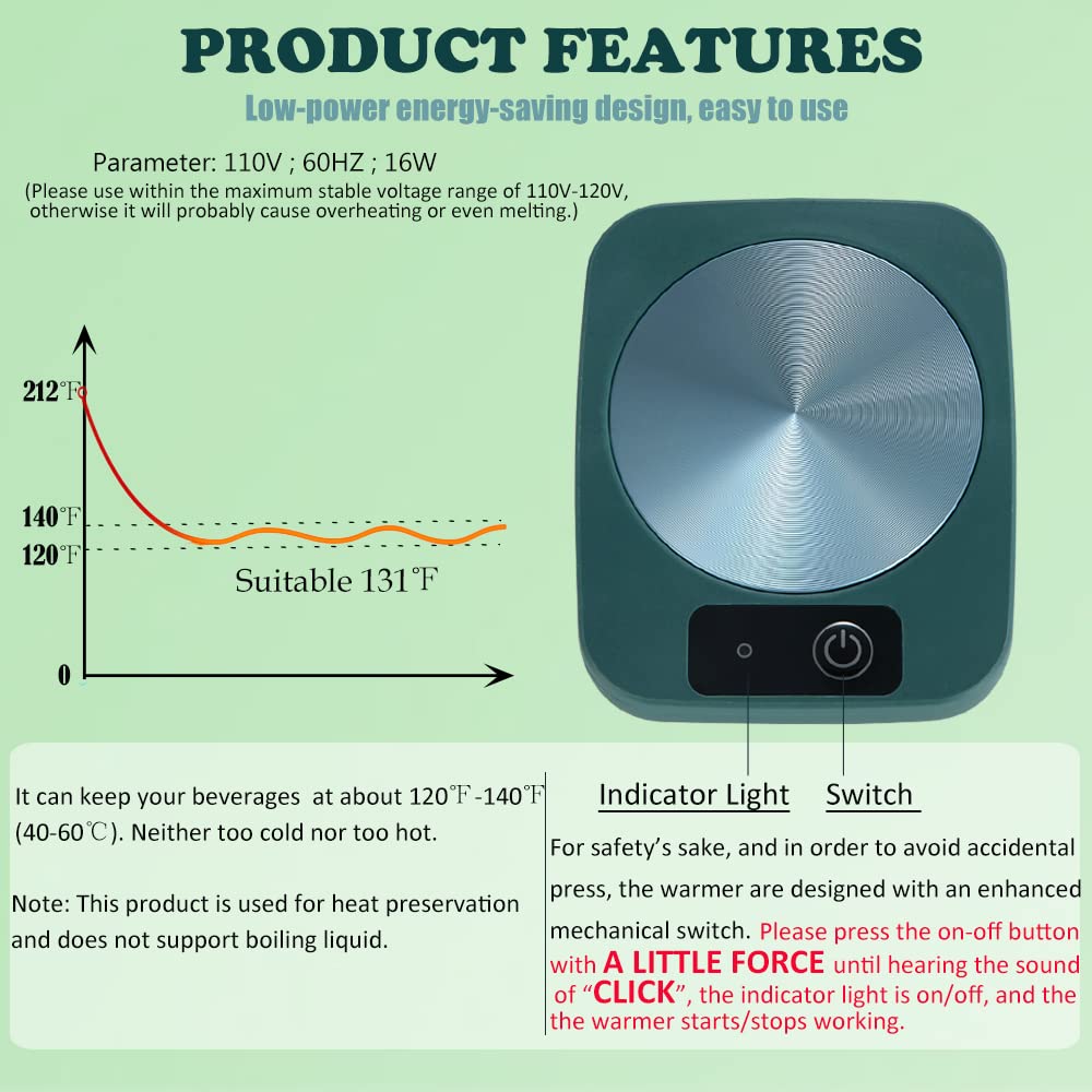 Premium Aluminum Coffee Mug Warmer - Safe & Reliable Heating Coaster for Coffee, Tea, Cocoa, Milk (4